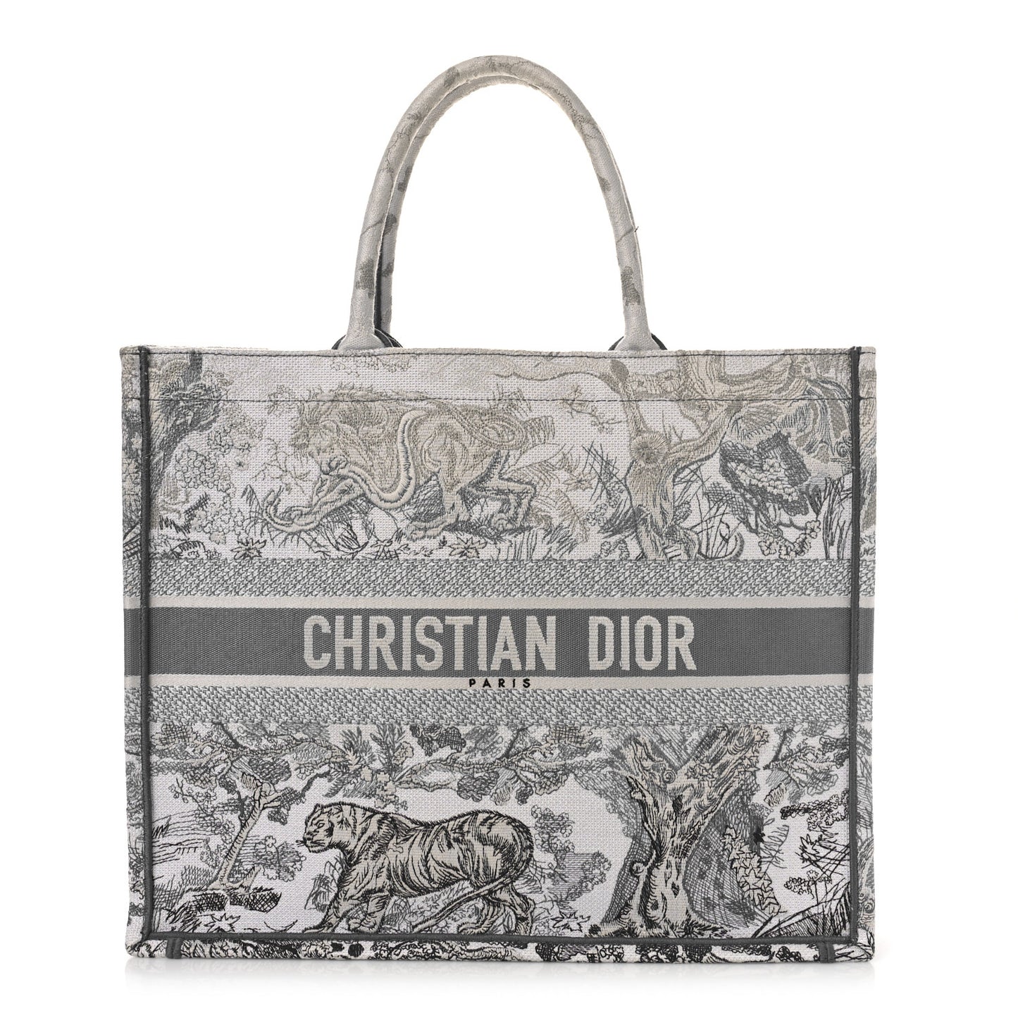 Gradient Canvas Embroidered Large Dioriviera Toile De Jouy Book Tote Grey