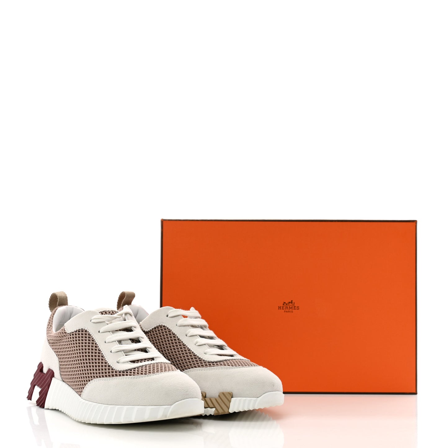 Air Mesh Suede Goatskin Bouncing Sneakers 38 Beige Argile White