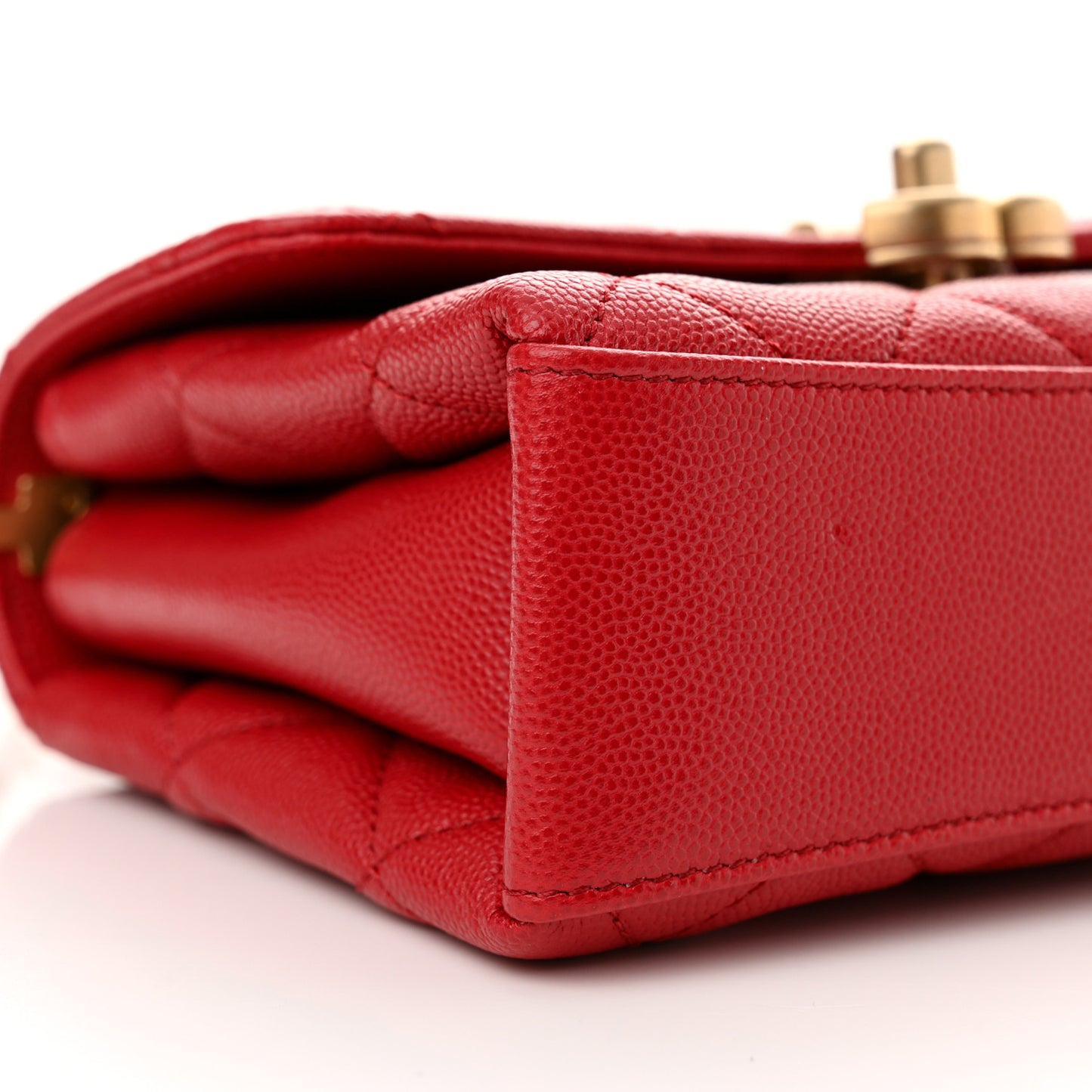 Caviar Quilted Small Carry Me Top Handle Flap Red