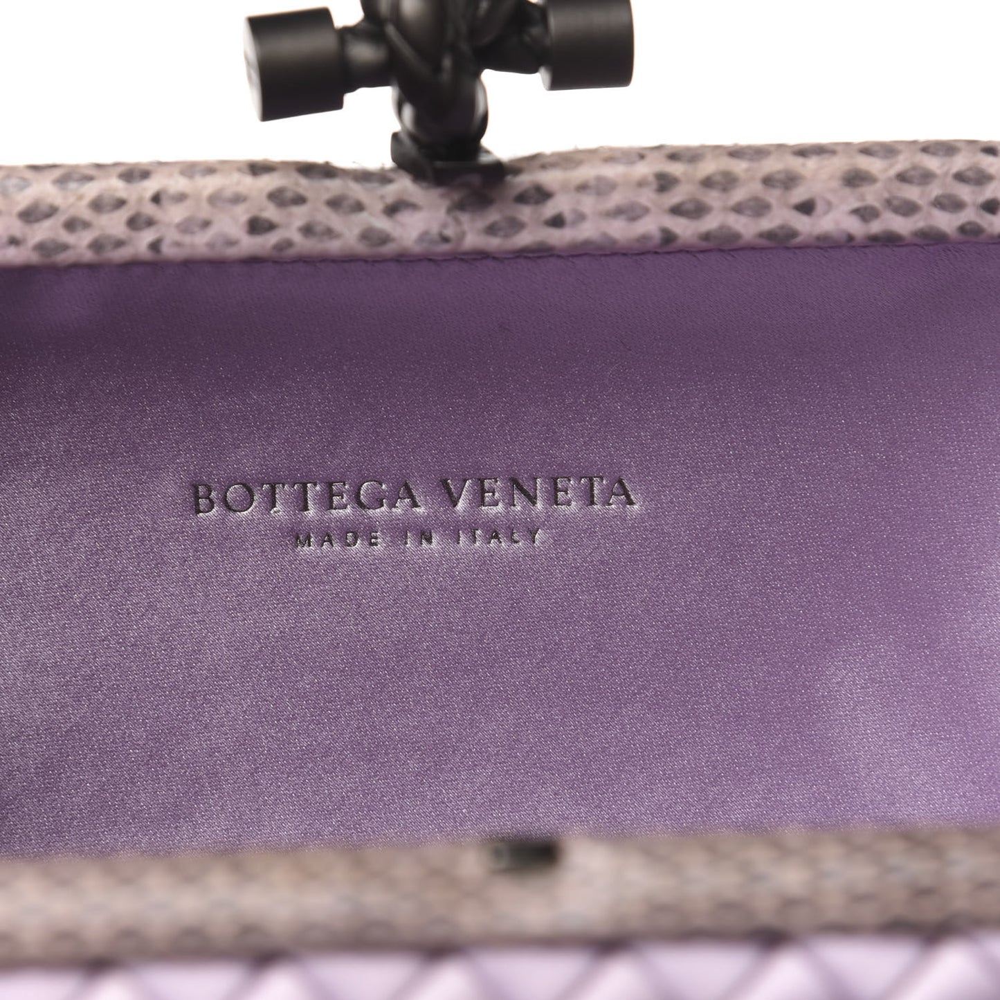 Satin Intreccio Impero Ayers Knot Clutch Lilac