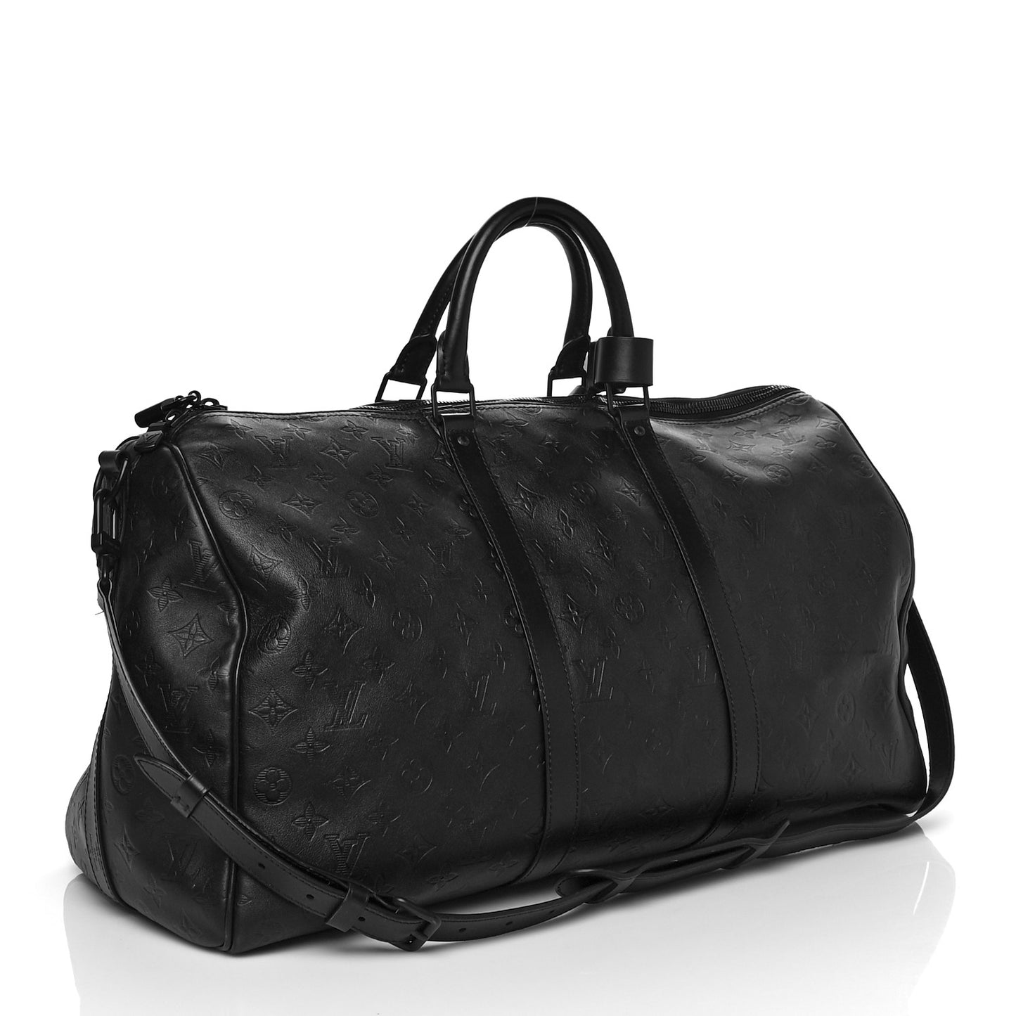 Calfskin Shadow Monogram Keepall Bandouliere 50 Black