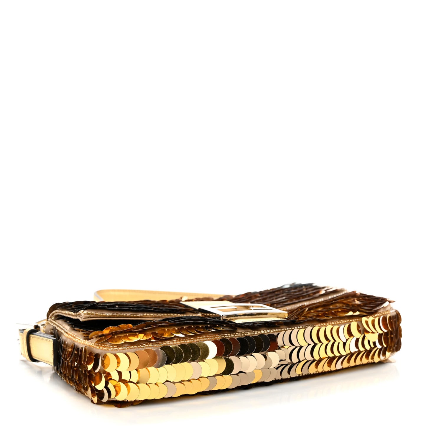 Sequin Paillettes Vitello Laminato Striped Baguette 1997 Oro Sfumato