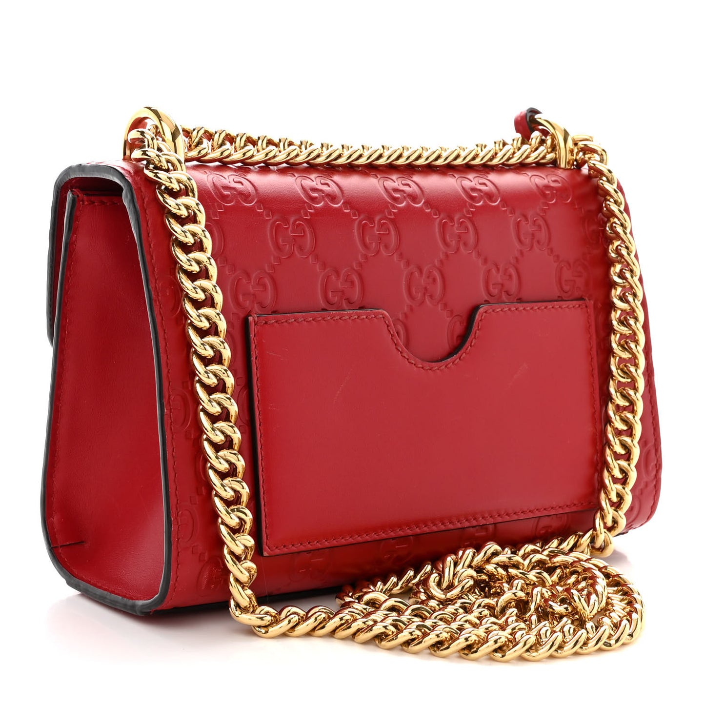 Guccissima Small Padlock Shoulder Bag Hibiscus Red