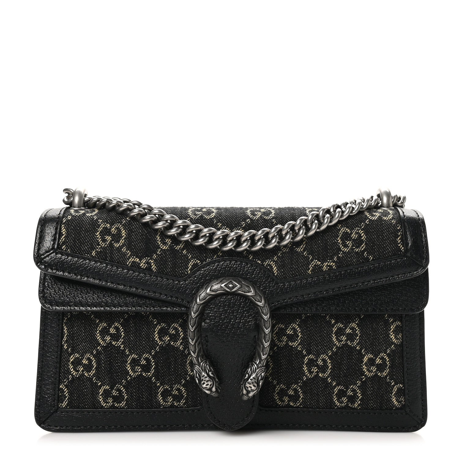 Gucci Jacquard Black Denim GG Monogram Textured Dollar Calfskin