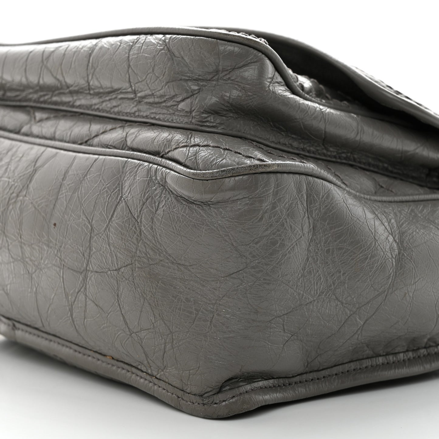 Crinkled Calfskin Matelasse Monogram Medium Niki Chain Satchel Fog