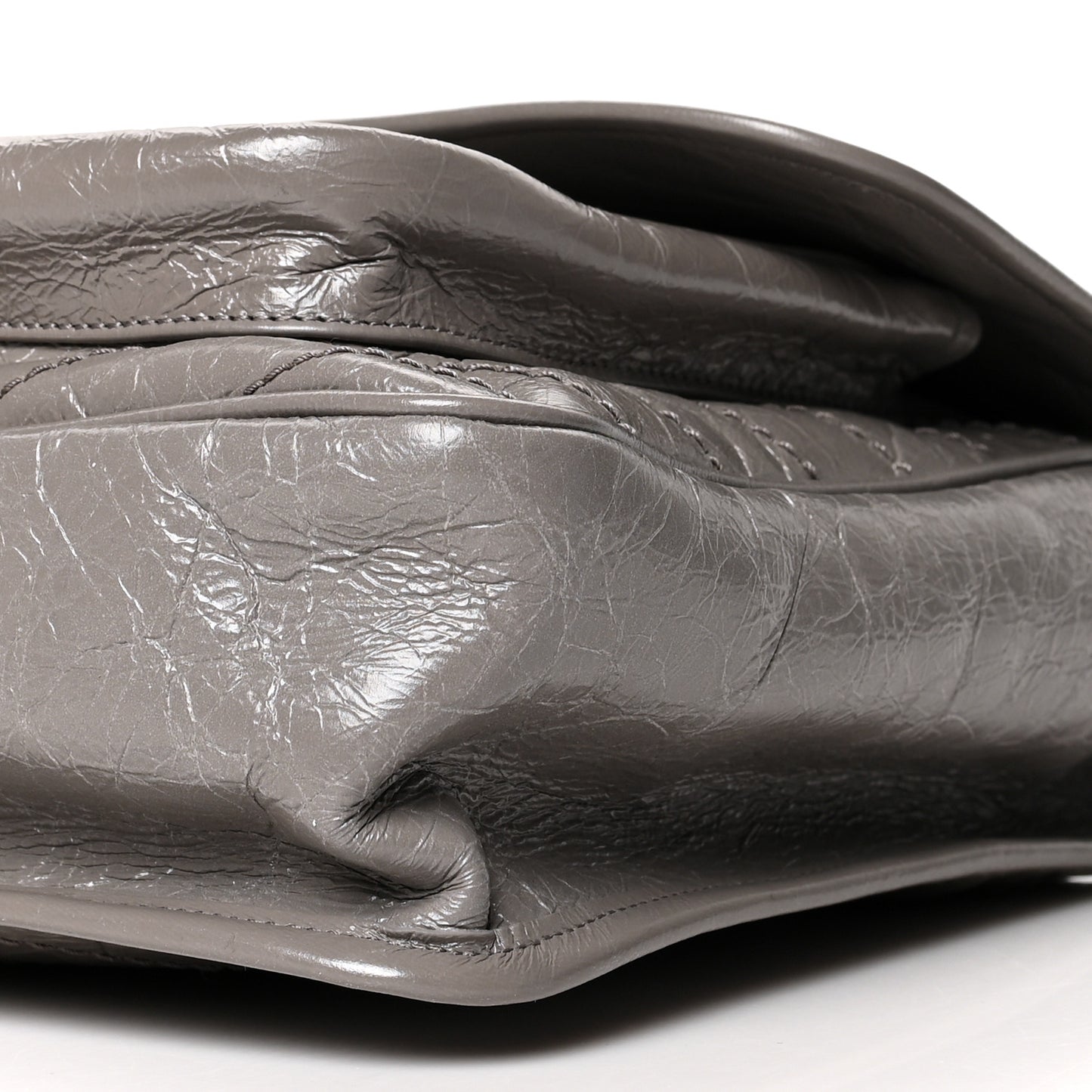 Crinkled Calfskin Matelasse Monogram Large Niki Chain Satchel Fog