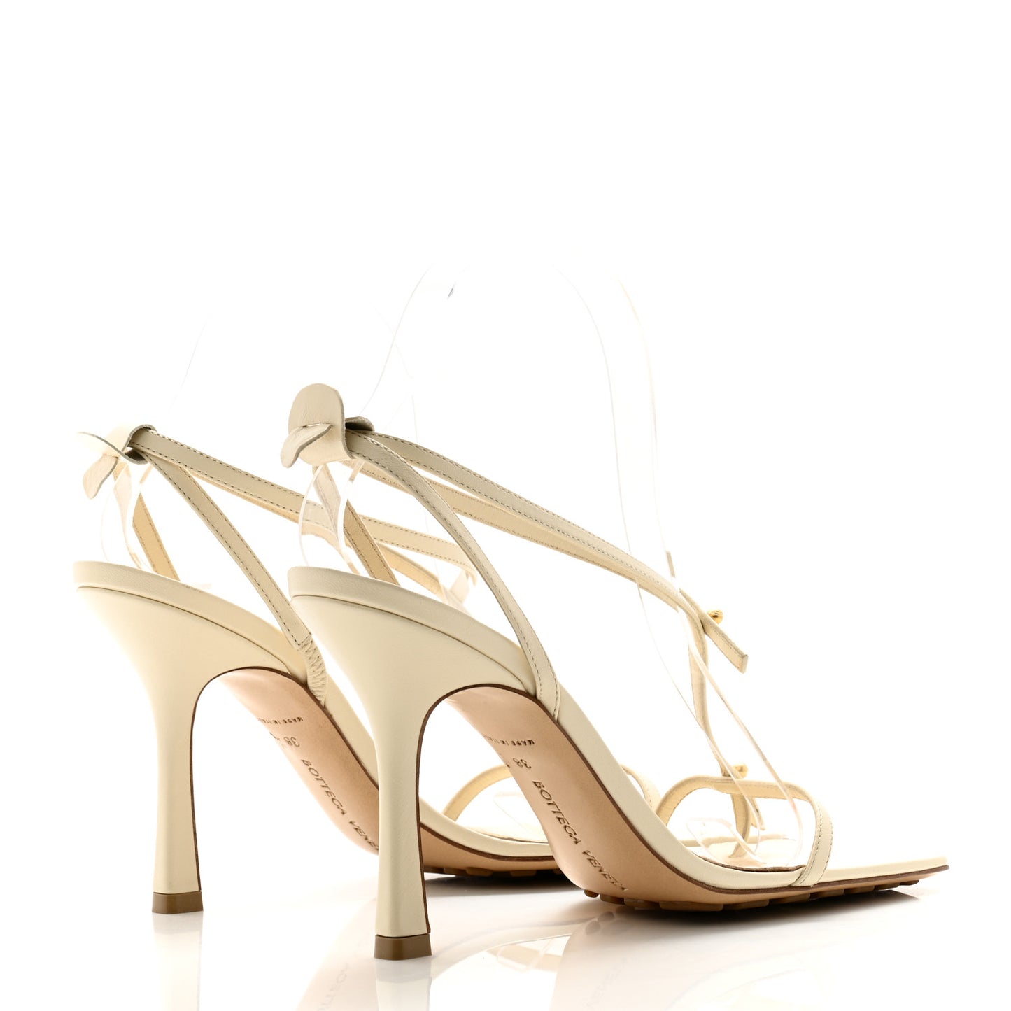 Lambskin Studded Stretch Multi Strap 90mm Sandals 38 Sea Salt