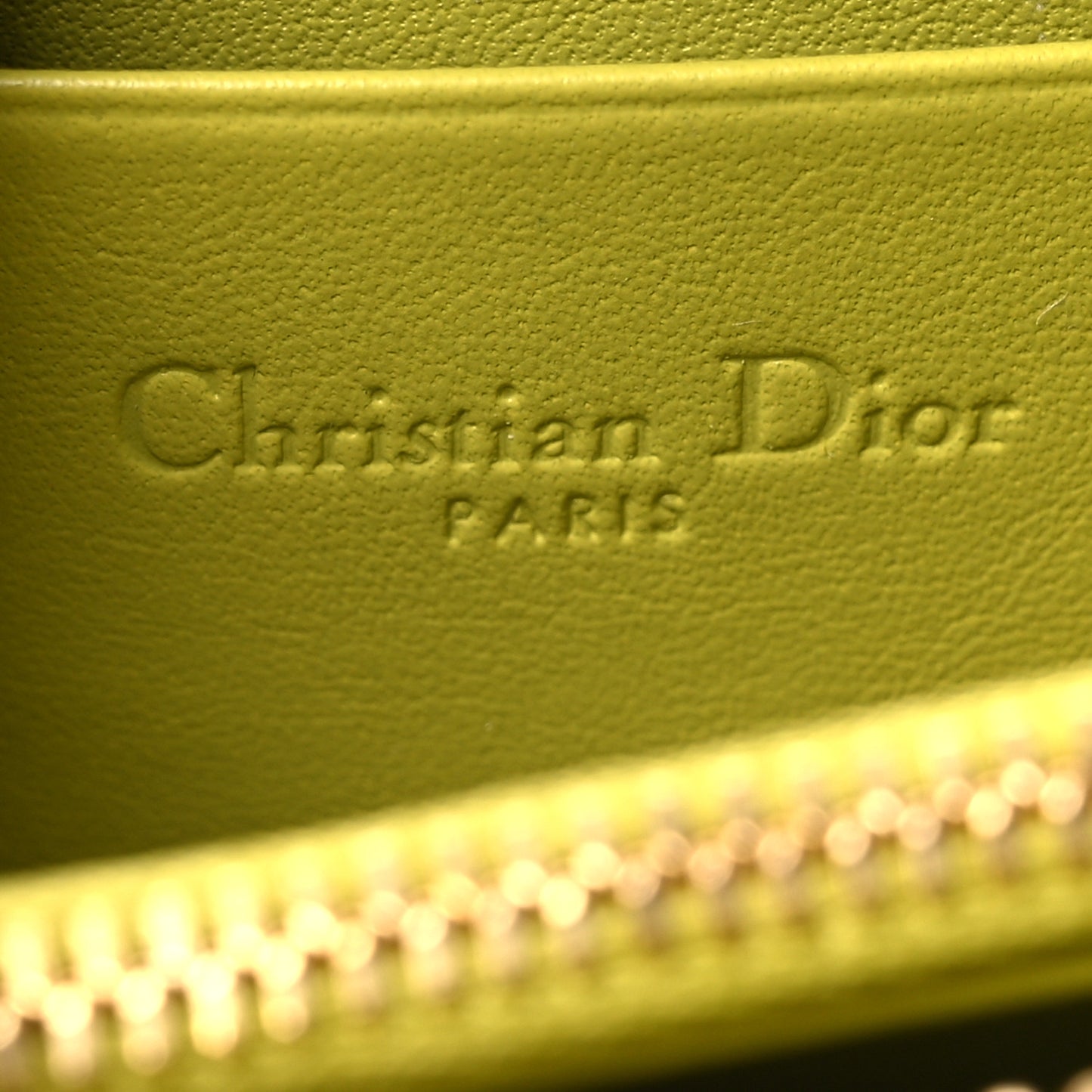 Patent Cannage Small Lady Dior Voyageur Coin Purse Lime