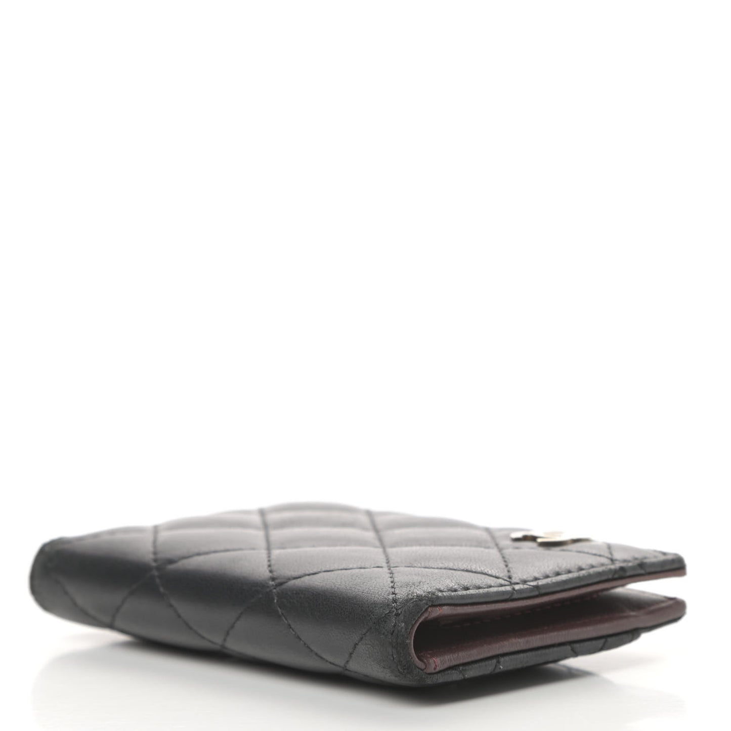 Lambskin Quilted Card Holder Wallet Black
