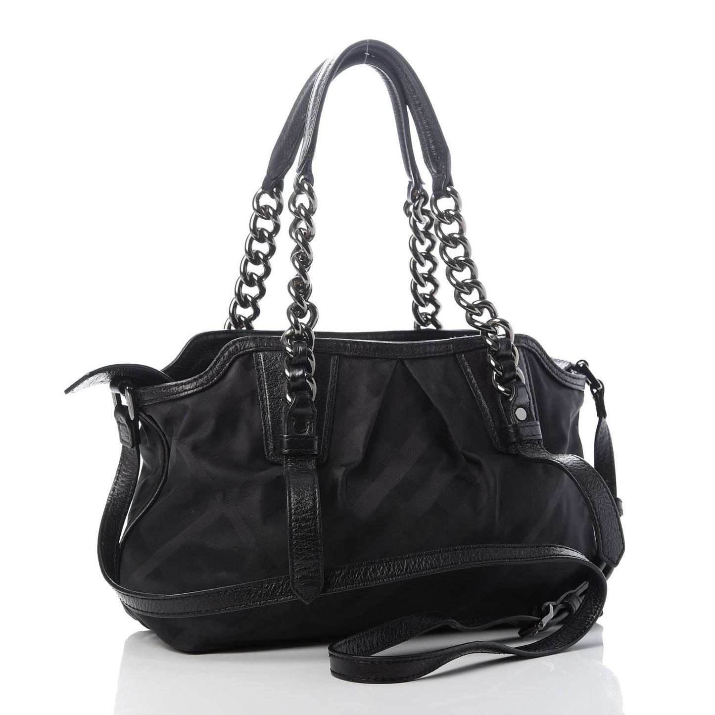 Nylon Tonal Check Torbitt Tote Black