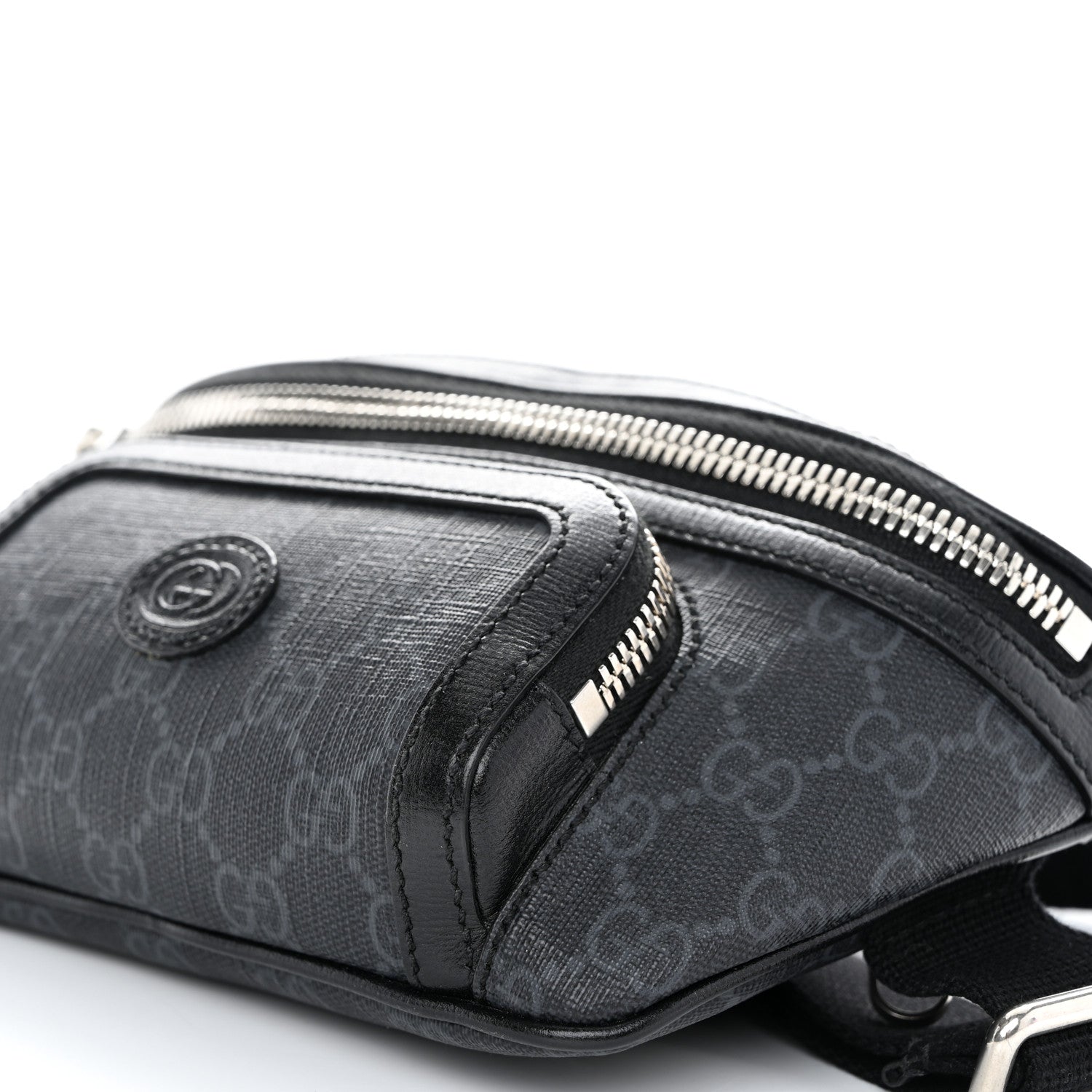 Gucci GG Supreme Monogram Textured Calfskin Retro Interlocking G Belt Bag Black 10 of 10