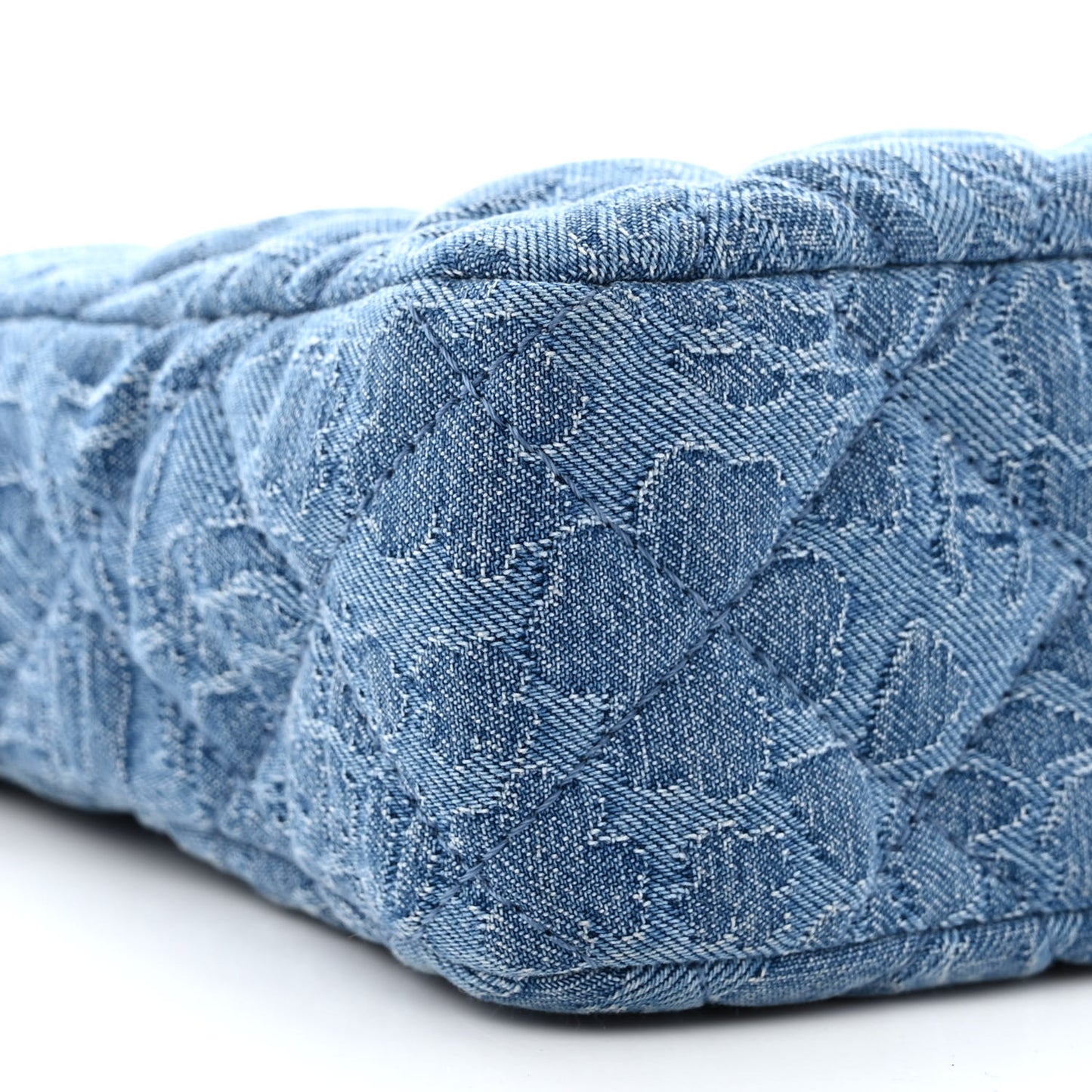 Denim Quilted Camellia Sweetheart Small Hobo Blue