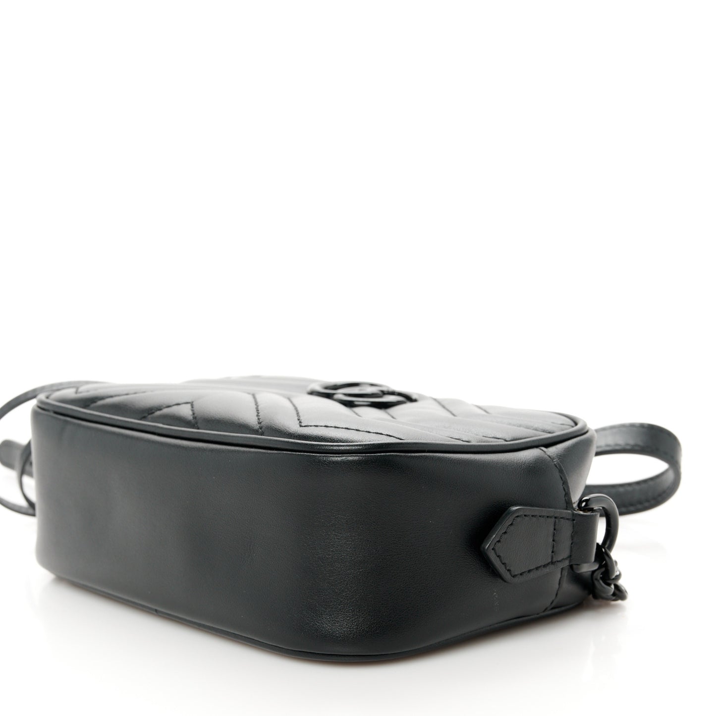Calfskin Matelasse Monochrome Mini GG Marmont Chain Shoulder Bag Black