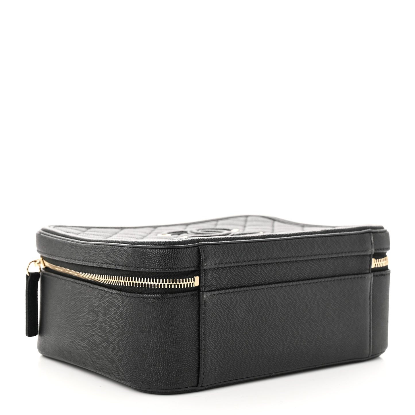 Caviar Quilted Large CC Filigree Vanity Case Black