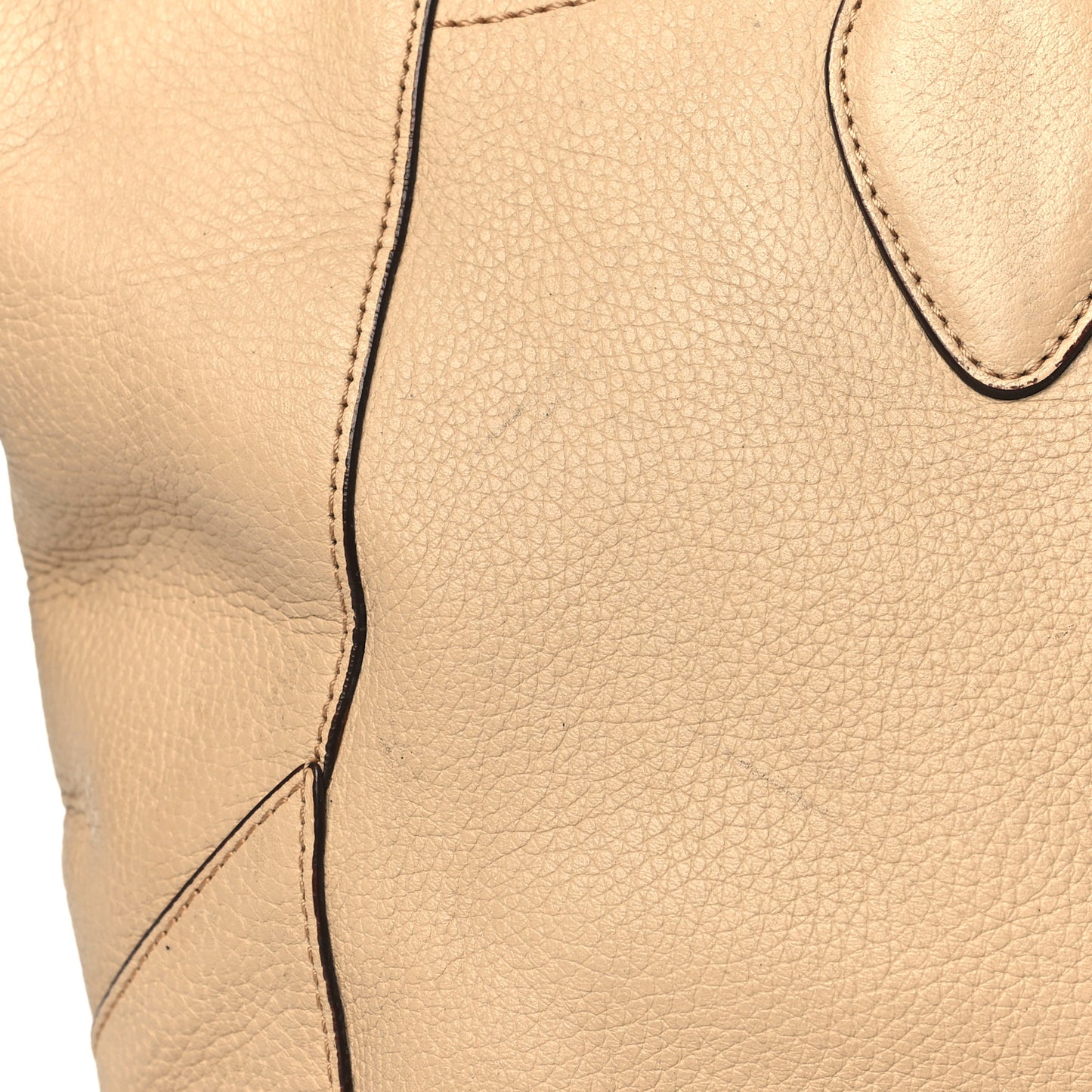Grained Calfskin Studded Satchel Beige
