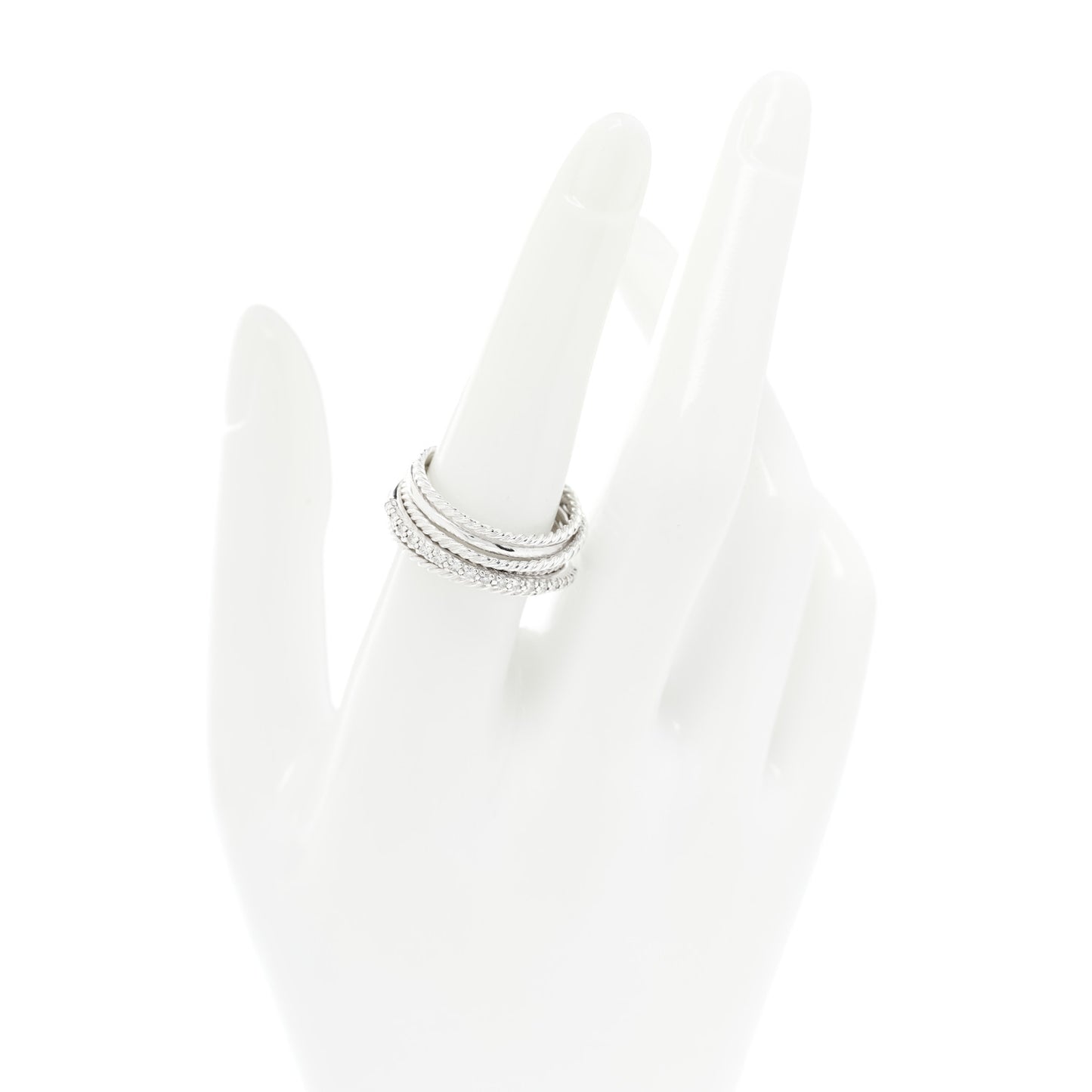 Sterling Silver Diamond 11mm Wide Crossover Cable Ring 55 7.25