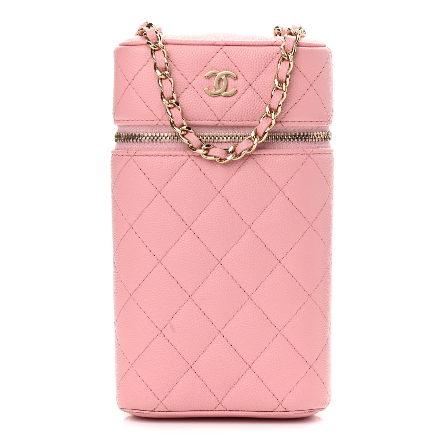 Chanel Caviar Quilted Phone Holder With Chain Pink 1 of 13