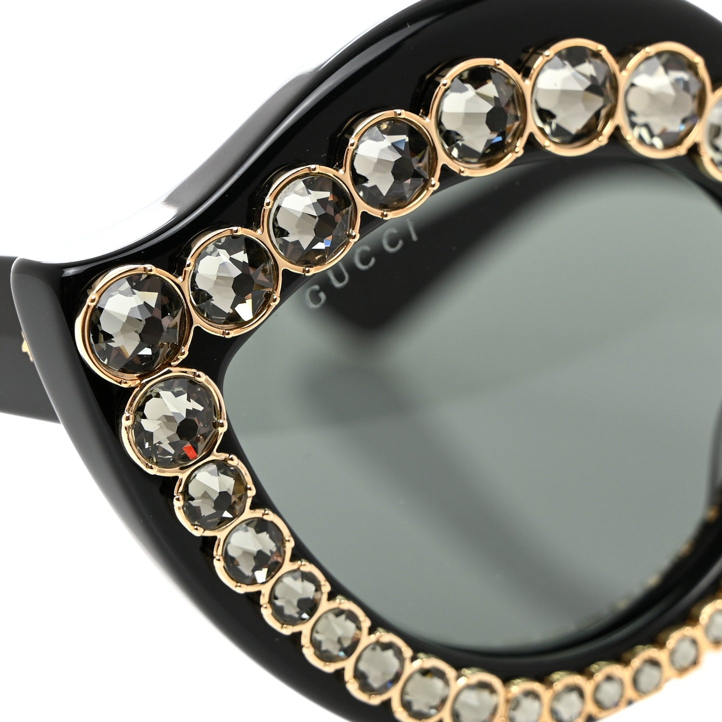 Acetate Crystal Studded Cat Eye Sunglasses GG0045S Black