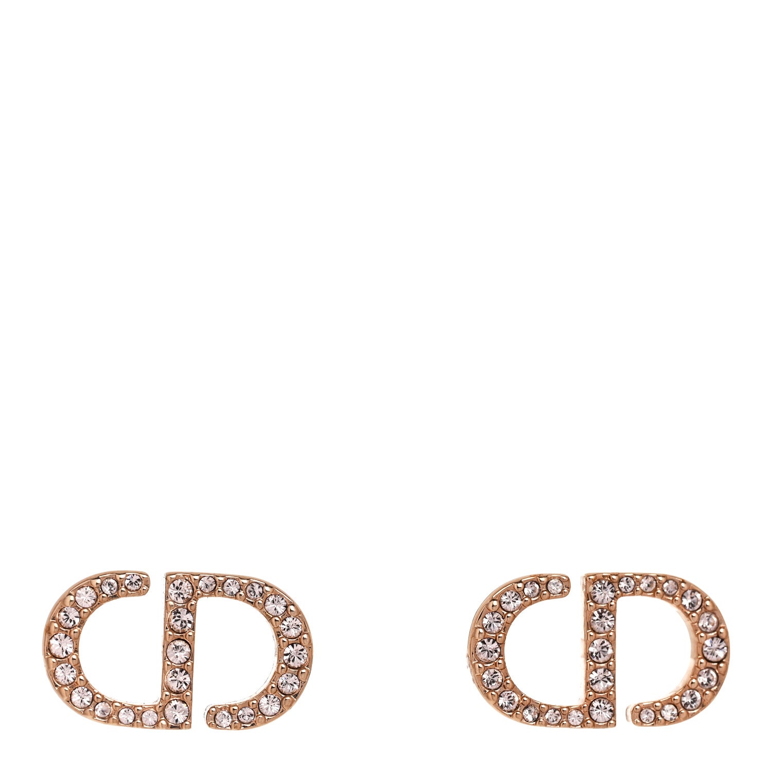Christian Dior Crystal Petit CD Stud Earrings Rose Gold