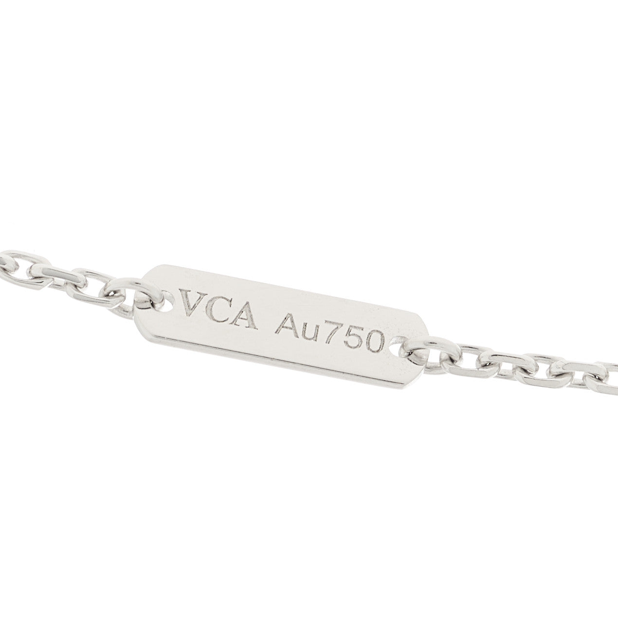 18K White Gold Mother Of Pearl Vintage Alhambra Pendant Necklace
