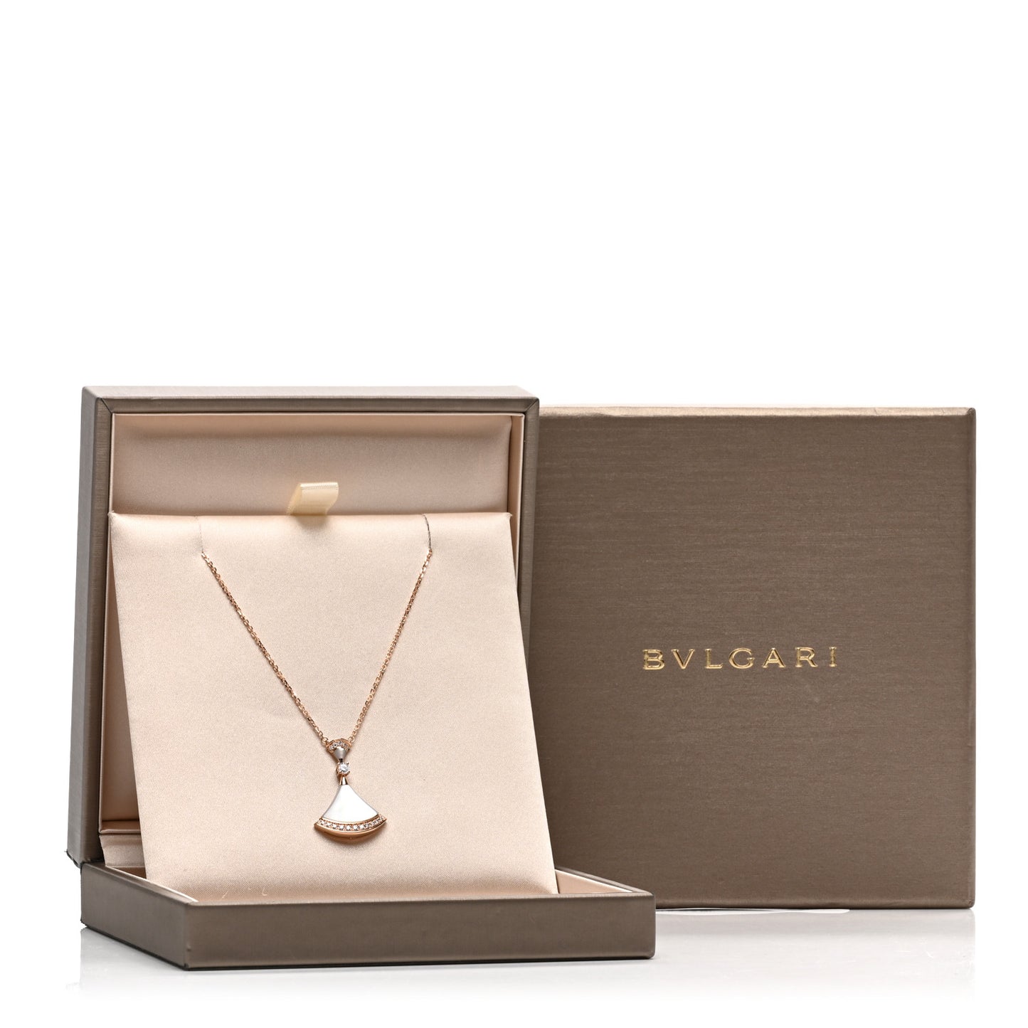 18K Rose Gold Diamond Large Mother of Pearl Divas' Dream Pendant Necklace