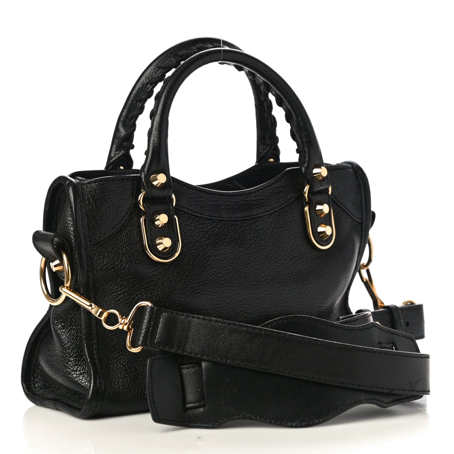 Chevre Gold Metallic Edge Hardware Mini City Black
