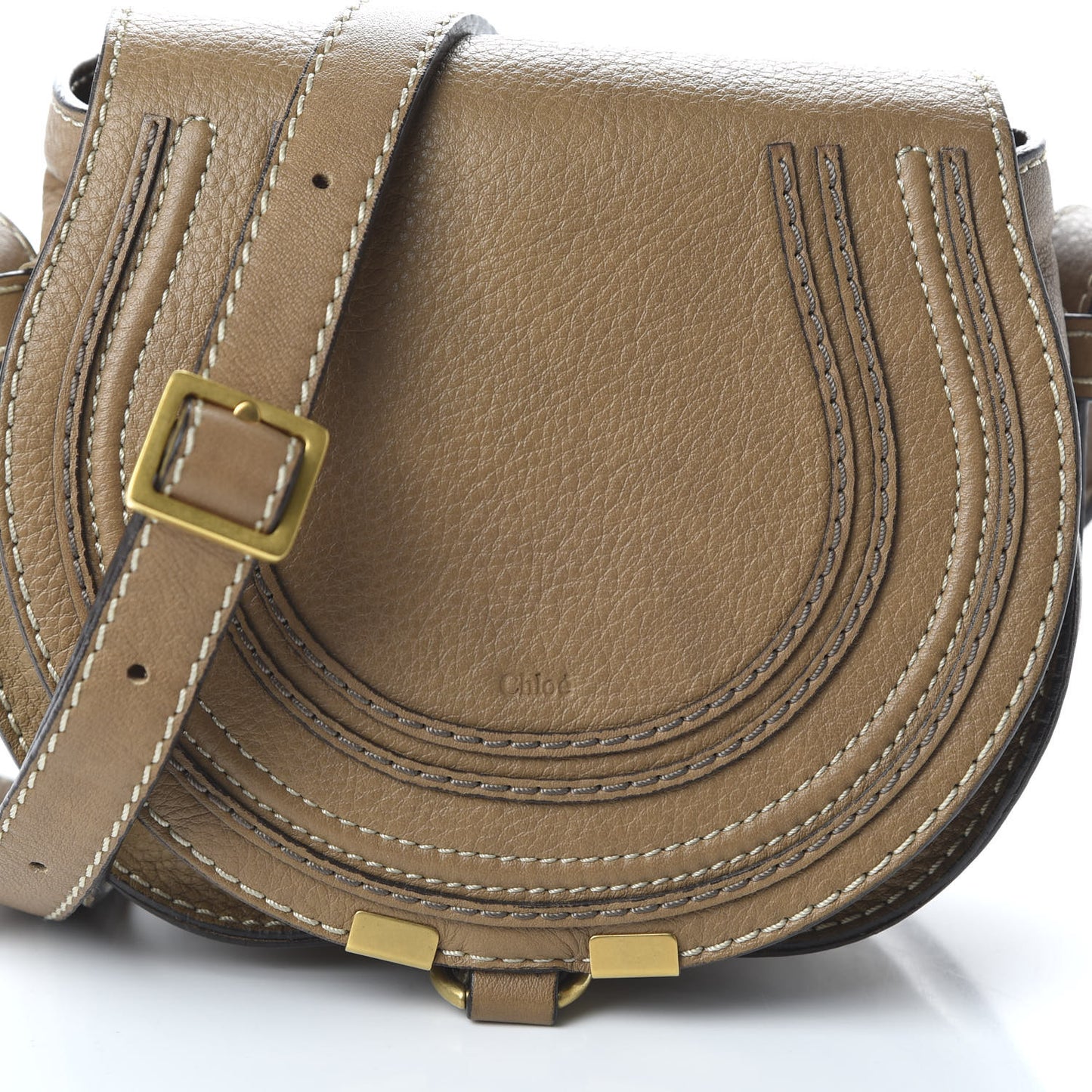 Calfskin Mini Marcie Round Crossbody Bag Nut