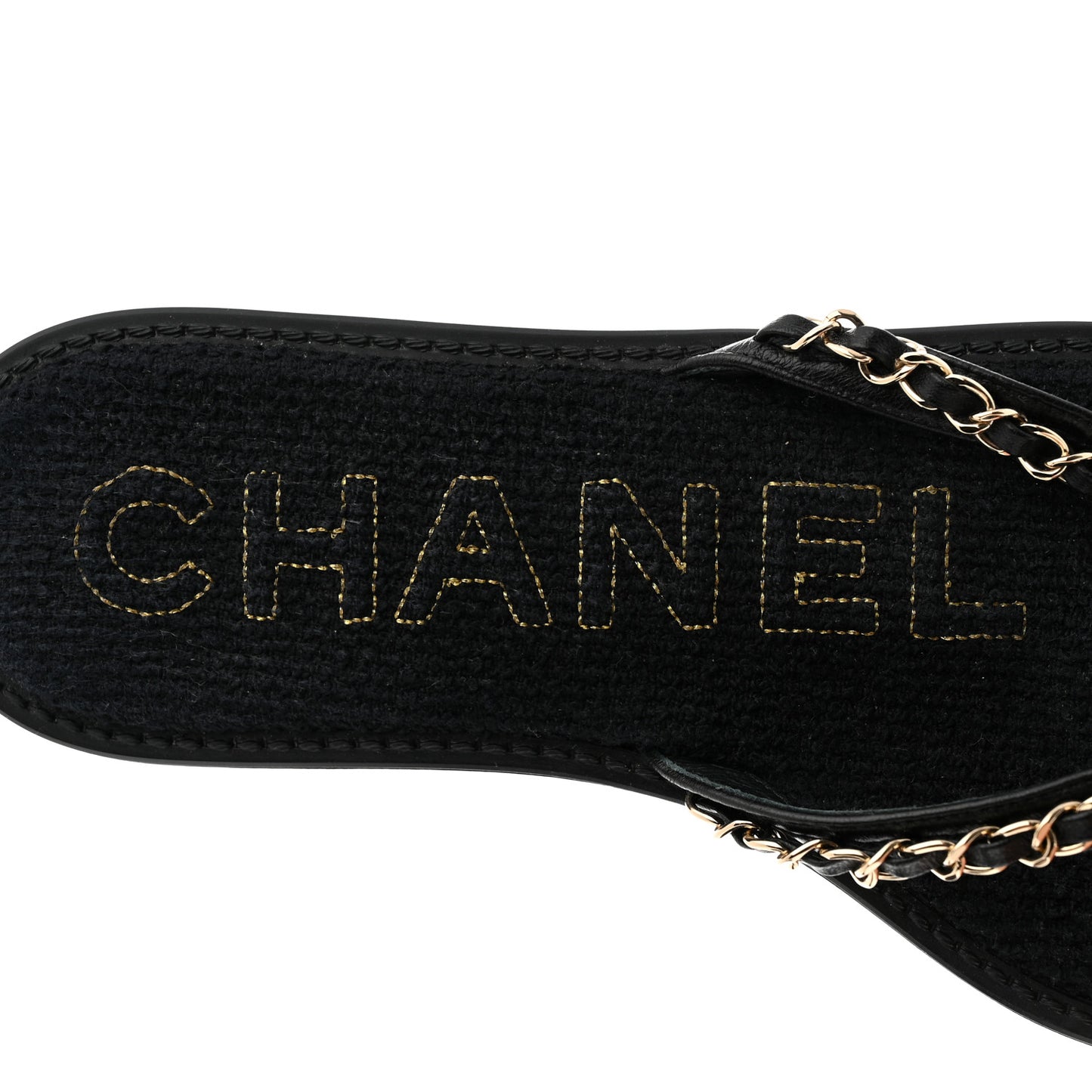 Lambskin CC Chain Thong Sandals 39 Black