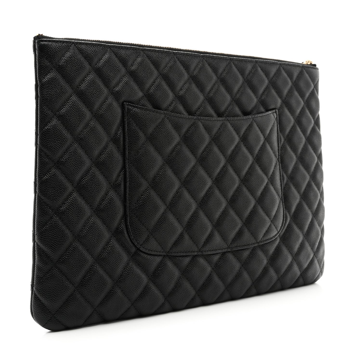 Caviar Quilted Large Cosmetic Case Black
