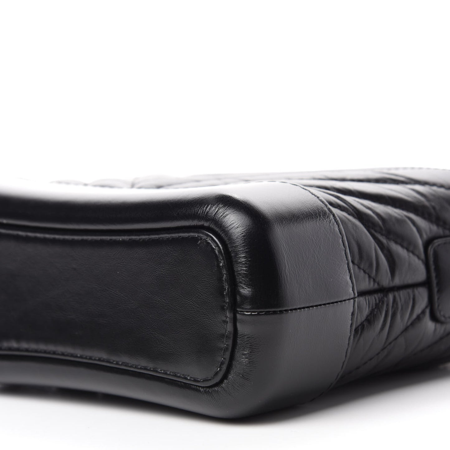 Aged Calfskin Chevron Quilted Small Gabrielle Hobo Black