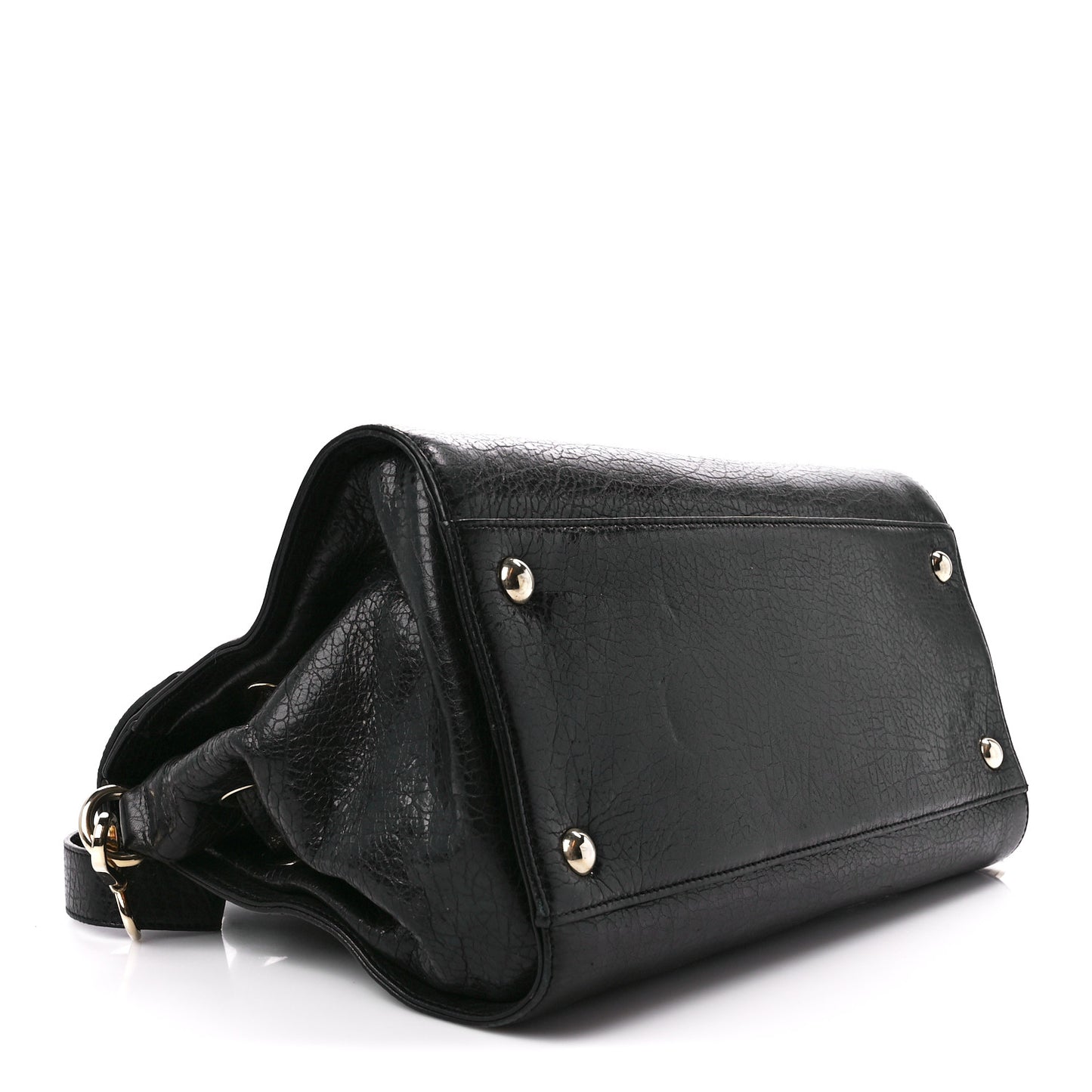 Grainy Calfskin Rosalie Satchel Black
