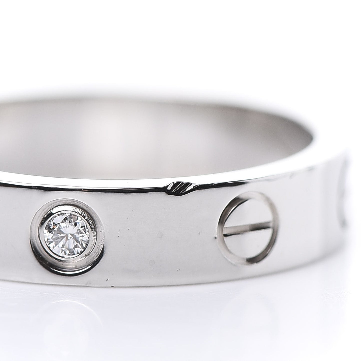 18K White Gold Diamond 4mm LOVE Wedding Band Ring 50 5.25
