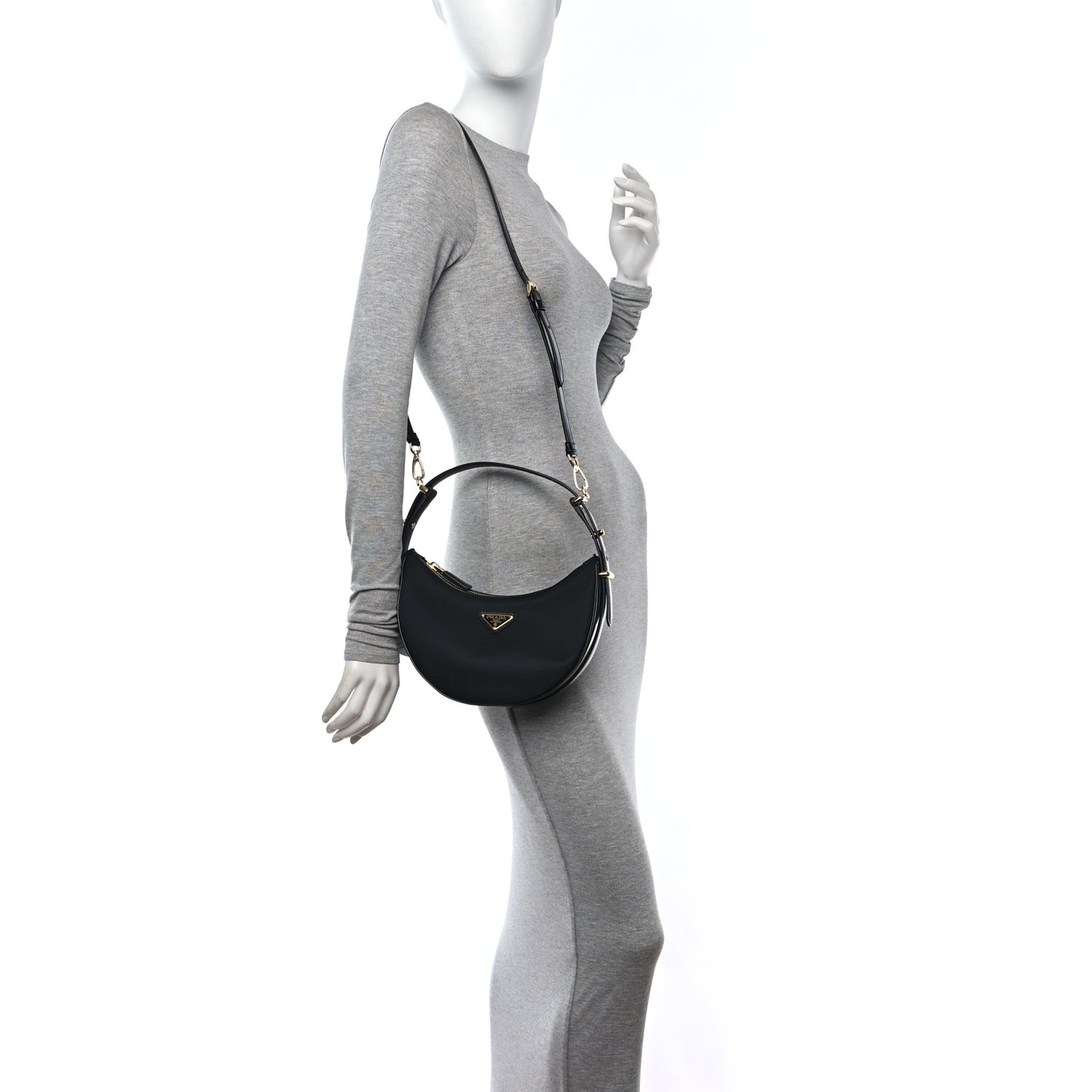 Re-Nylon Spazzolato Arque Shoulder Bag Black