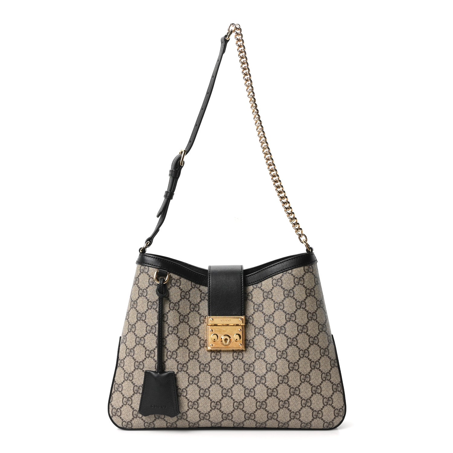 Gucci GG Supreme Monogram Medium Padlock Shoulder Bag Black