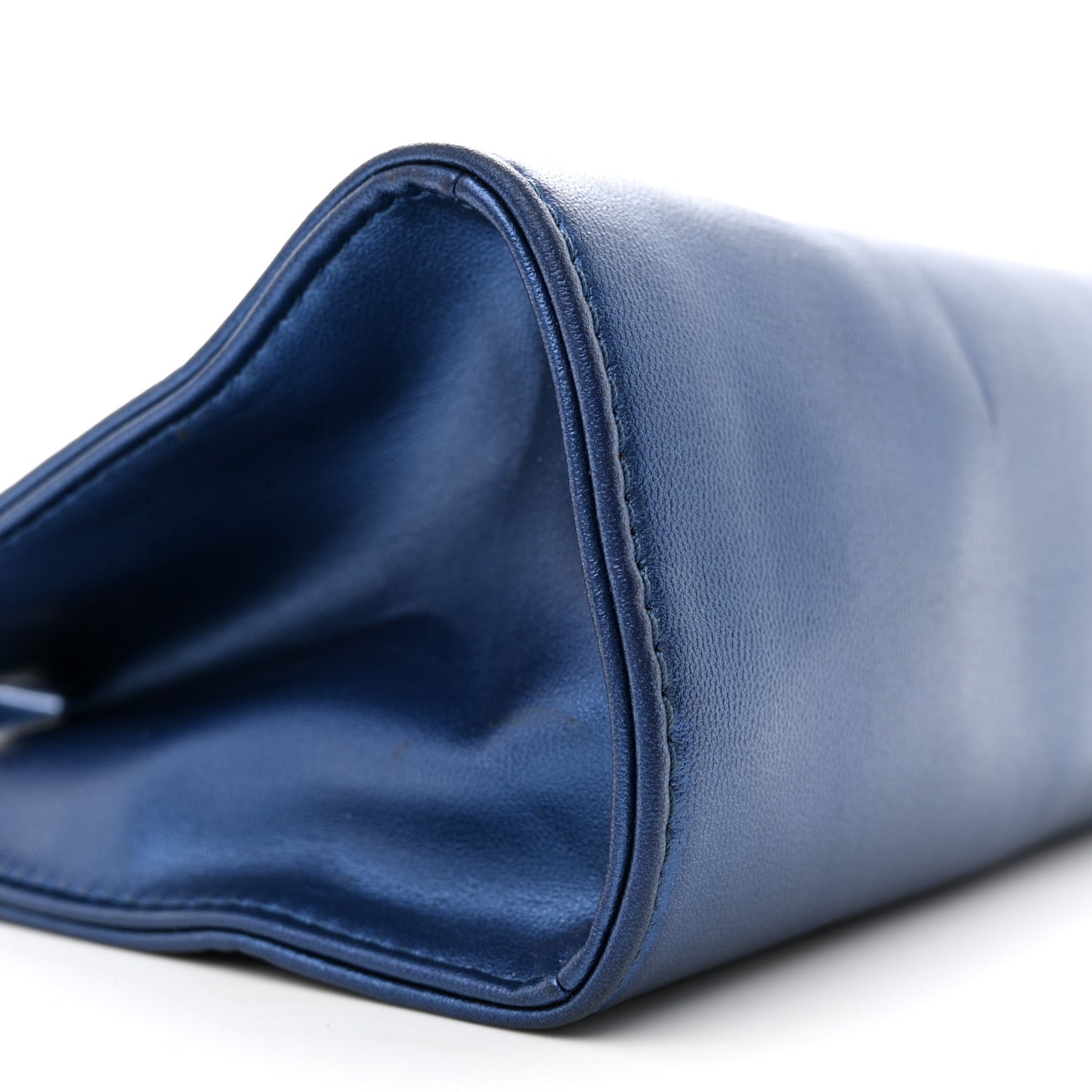 Metallic Vegan Leather Small Shopping Bag Cobalt