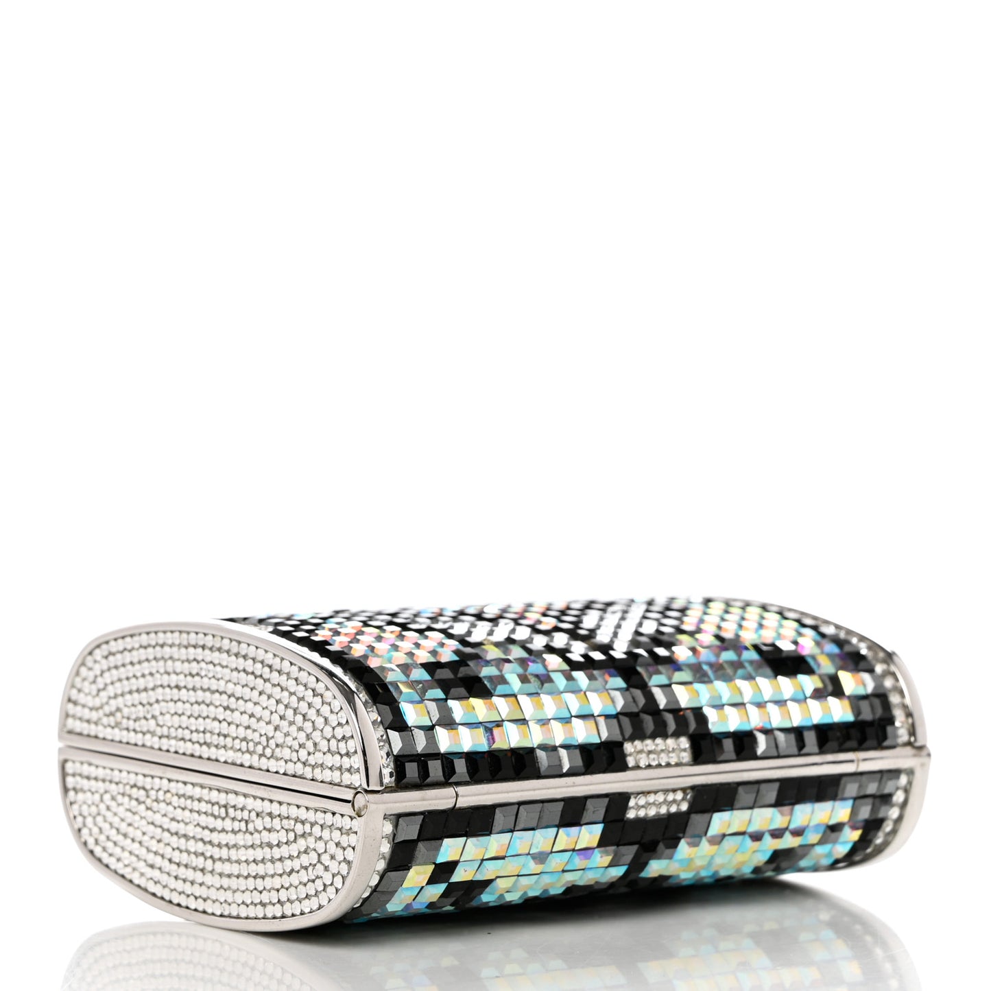 Crystal Minaudiere Clutch Black Silver