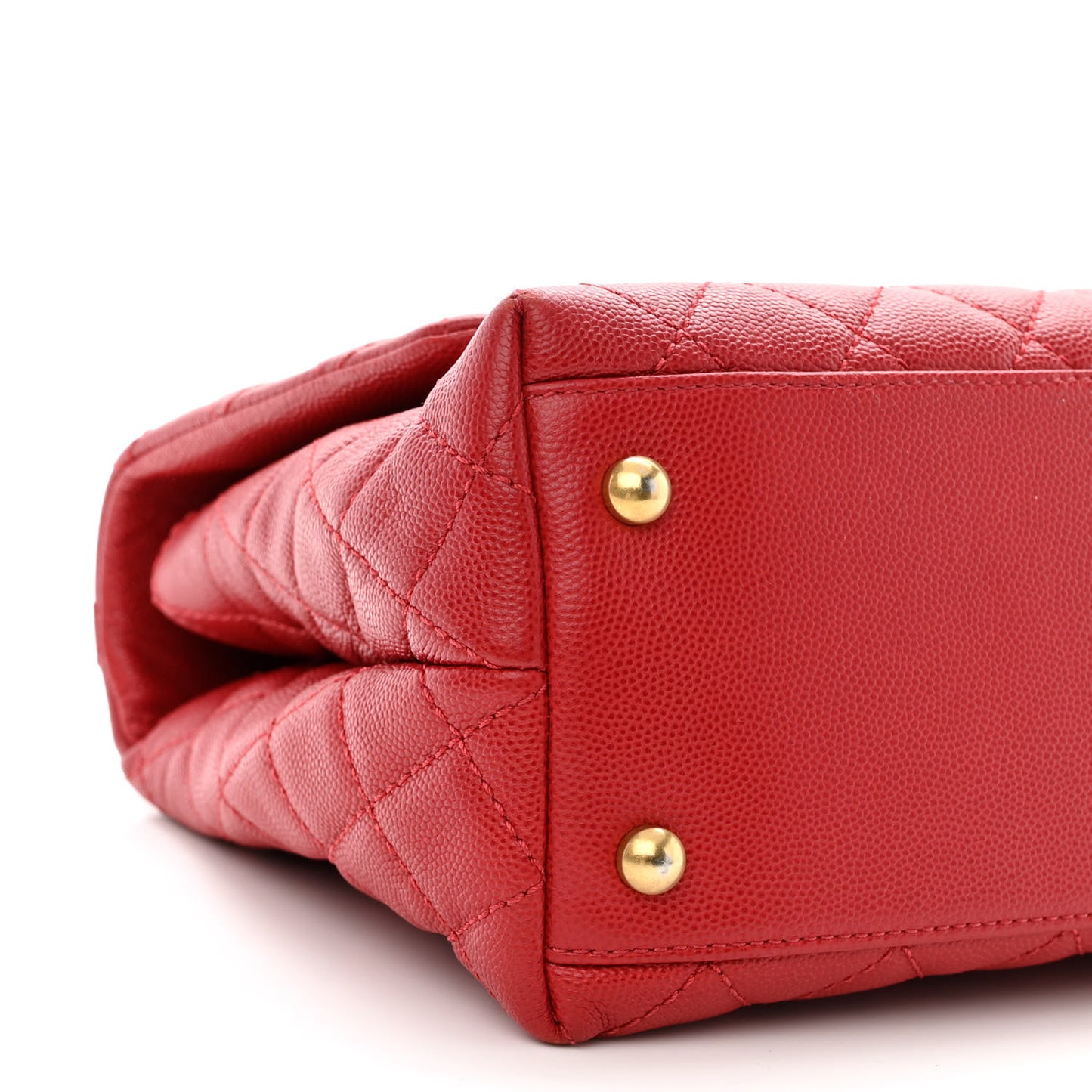 Caviar Lizard Embossed Quilted Small Coco Handle Flap Red