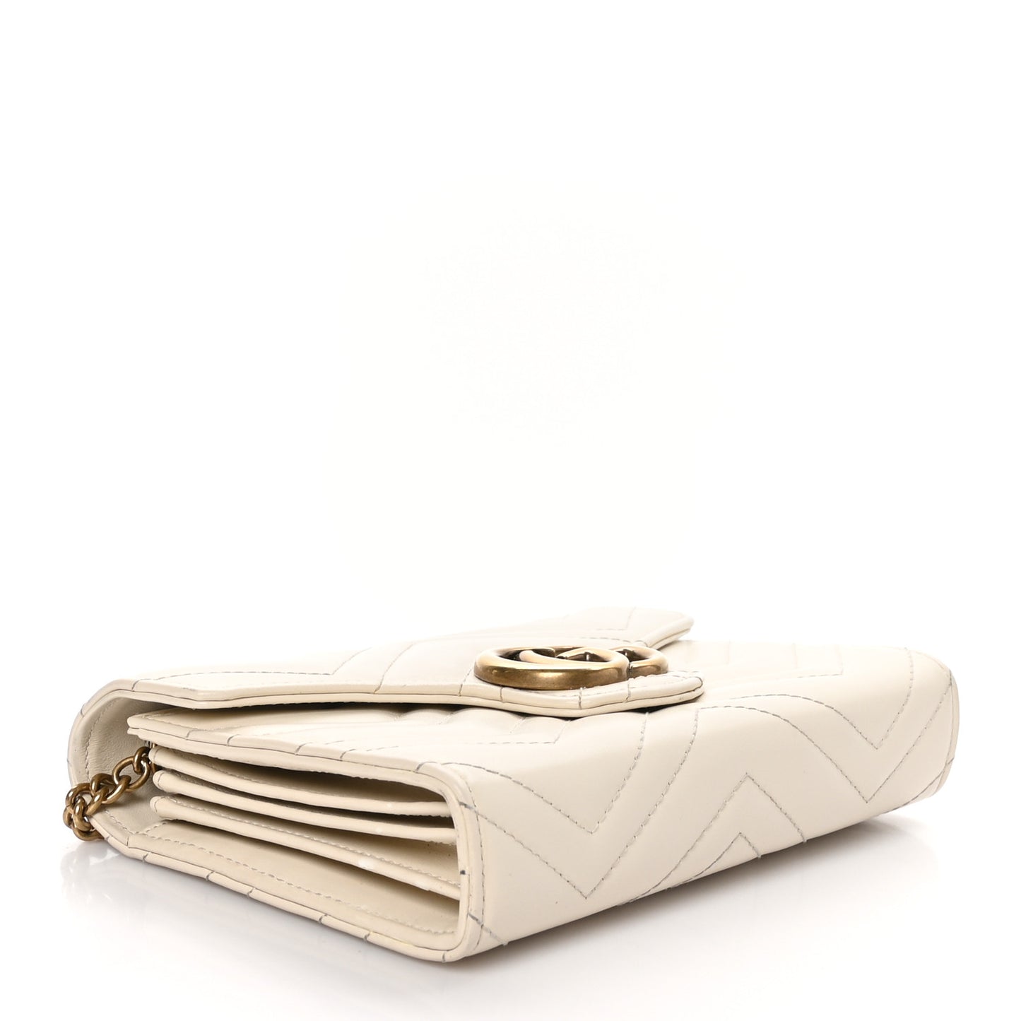 Calfskin Matelasse GG Marmont Chain Wallet Mystic White