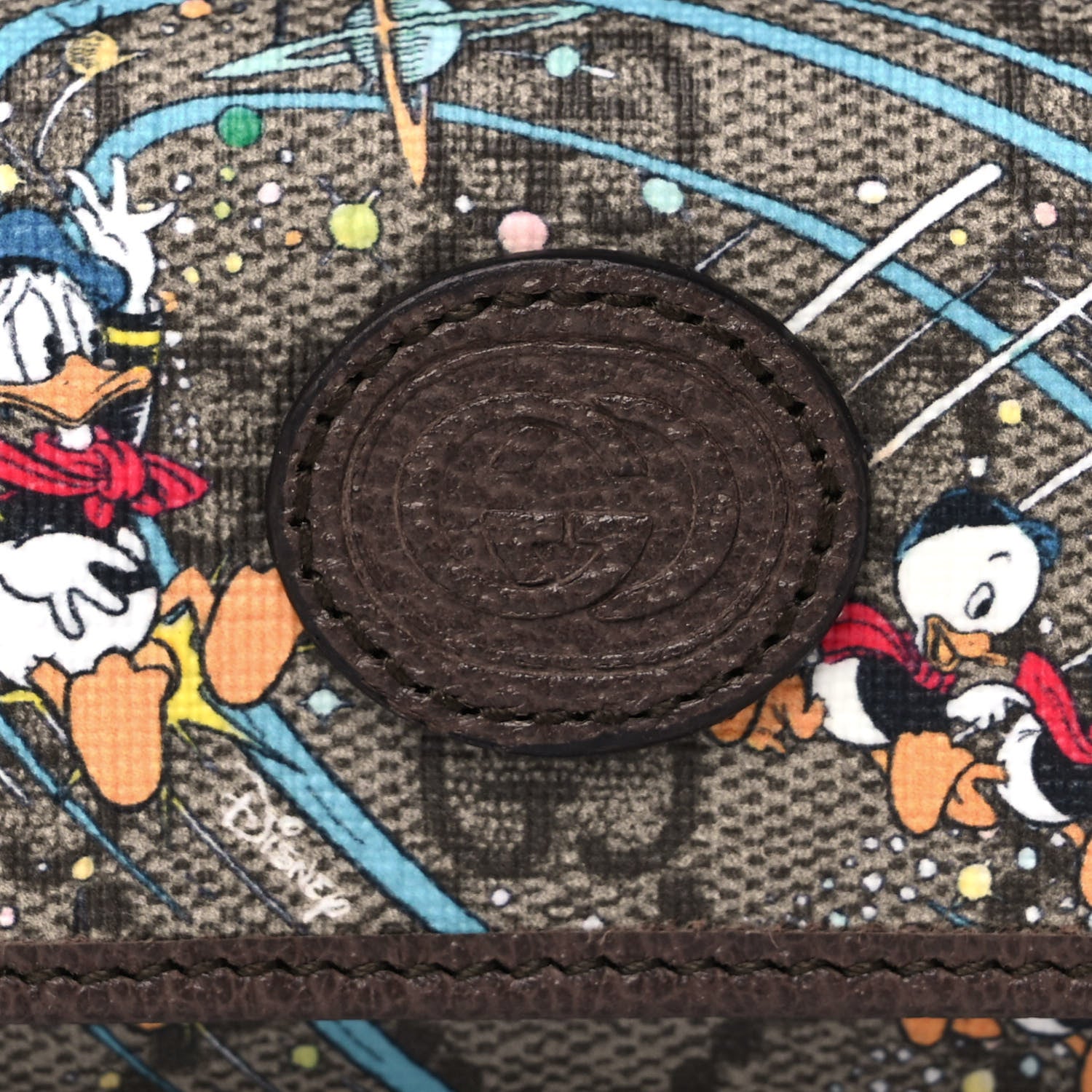 Gucci X DISNEY GG Supreme Monogram Donald Duck Interlocking G Key Pouch Beige Multicolor New Acero 8 of 11