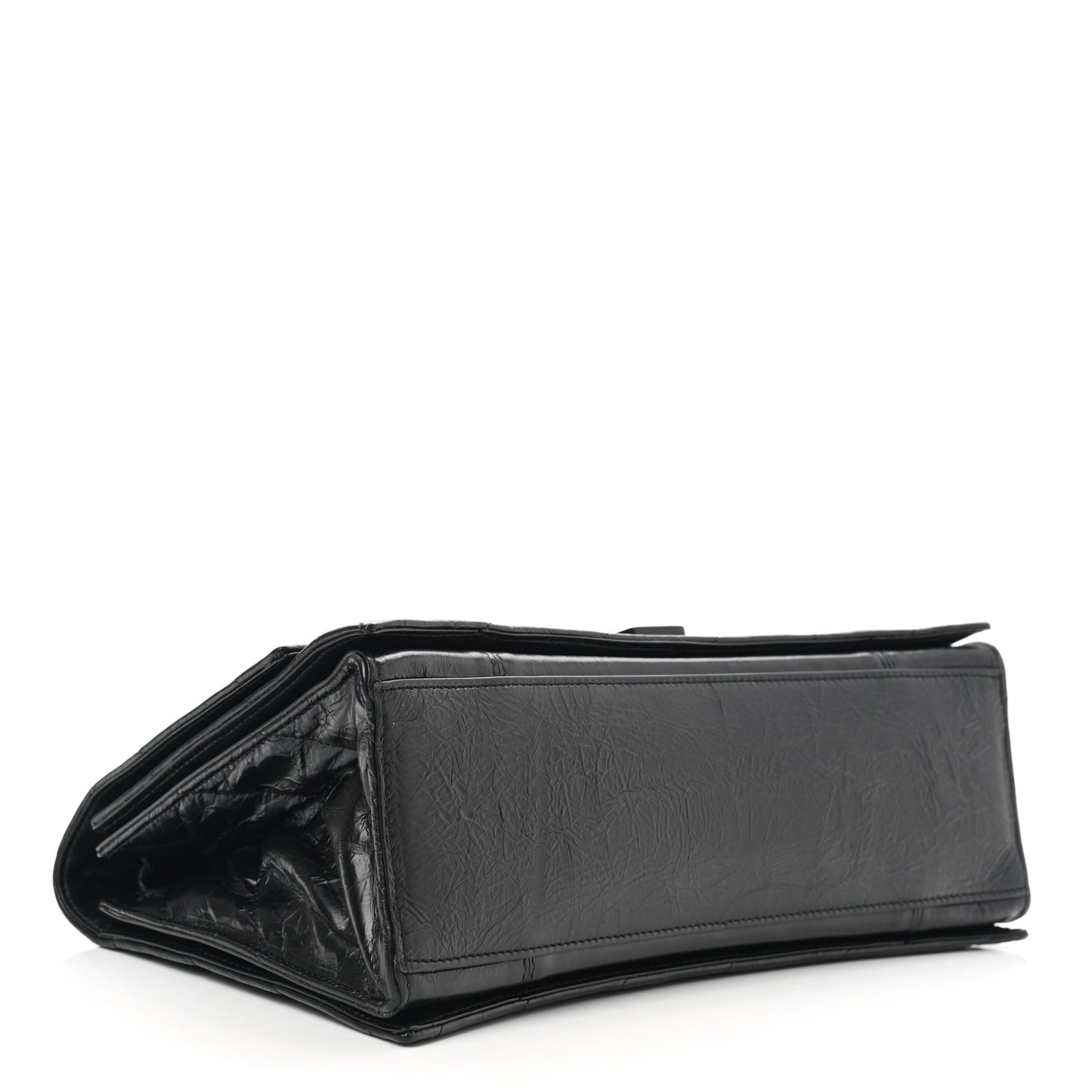 Crushed Calfskin Quilted Matte Black Hardware Medium Crush Chain Bag Black