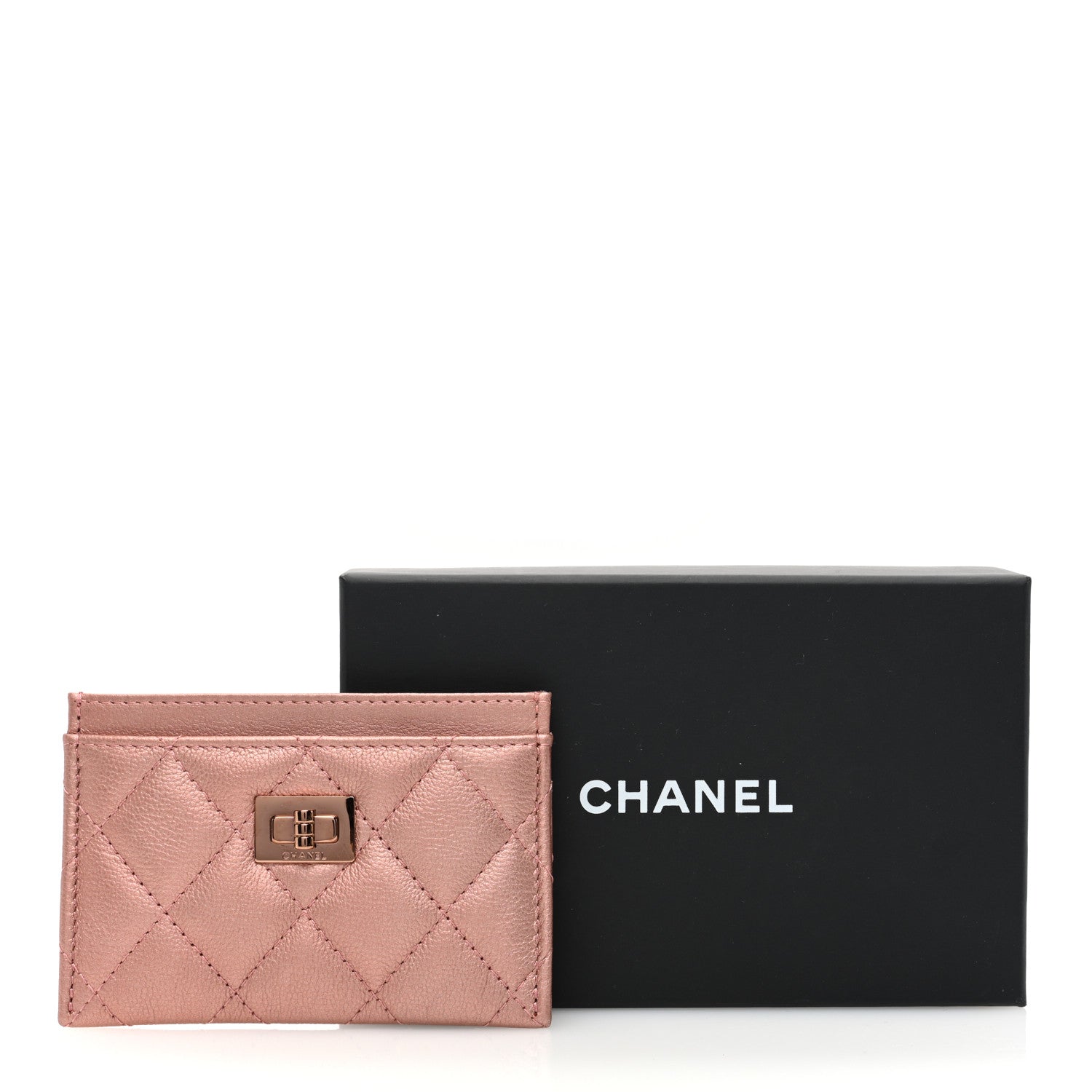 Chanel Metallic Grained Calfskin Quilted Reissue Card Holder Copper Pink 8 of 8
