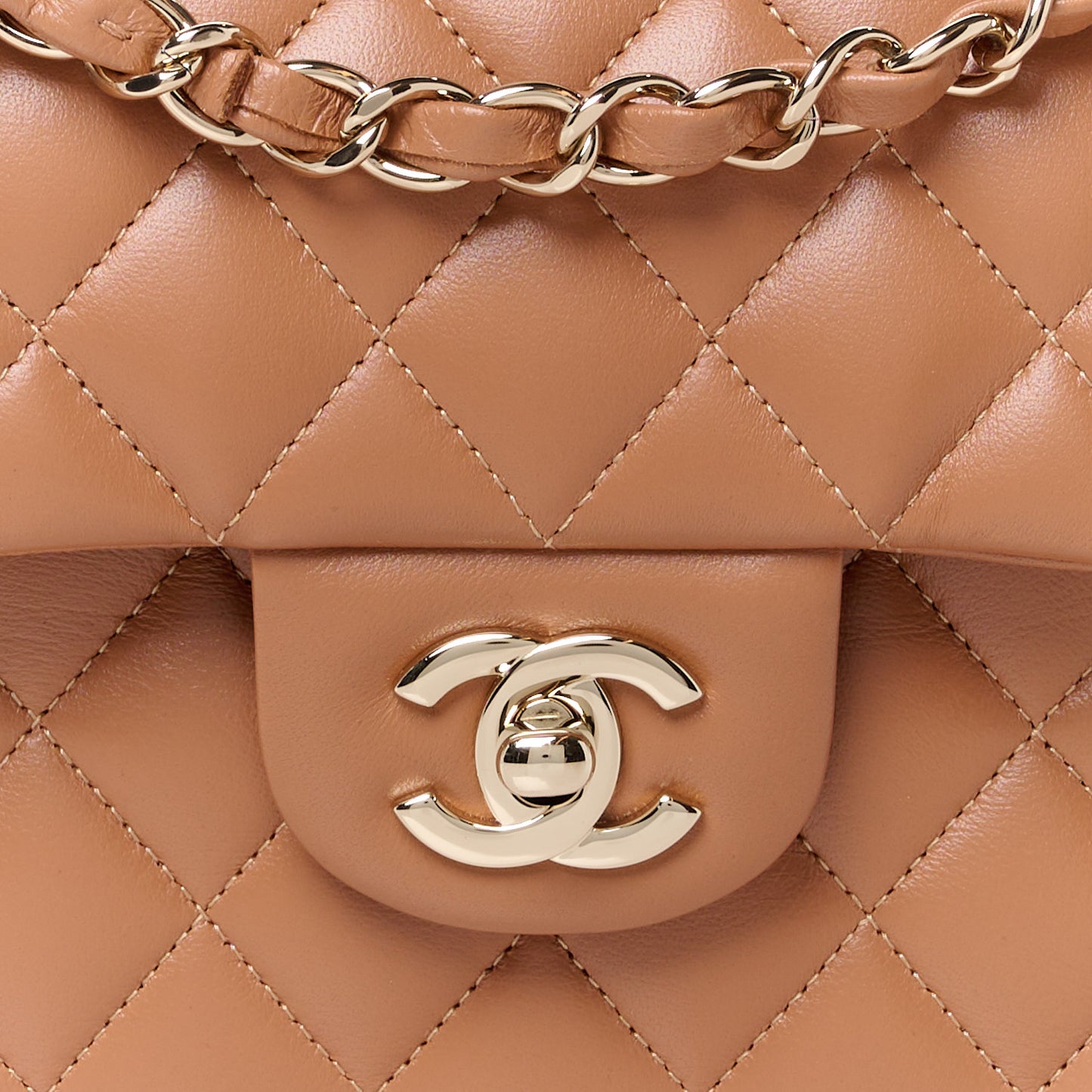 Lambskin Quilted Small Double Flap Brown