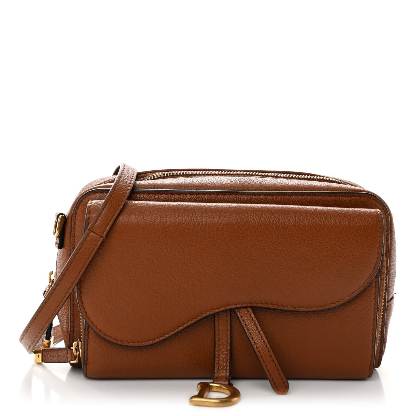 Goatskin Double Saddle Pouch Tan