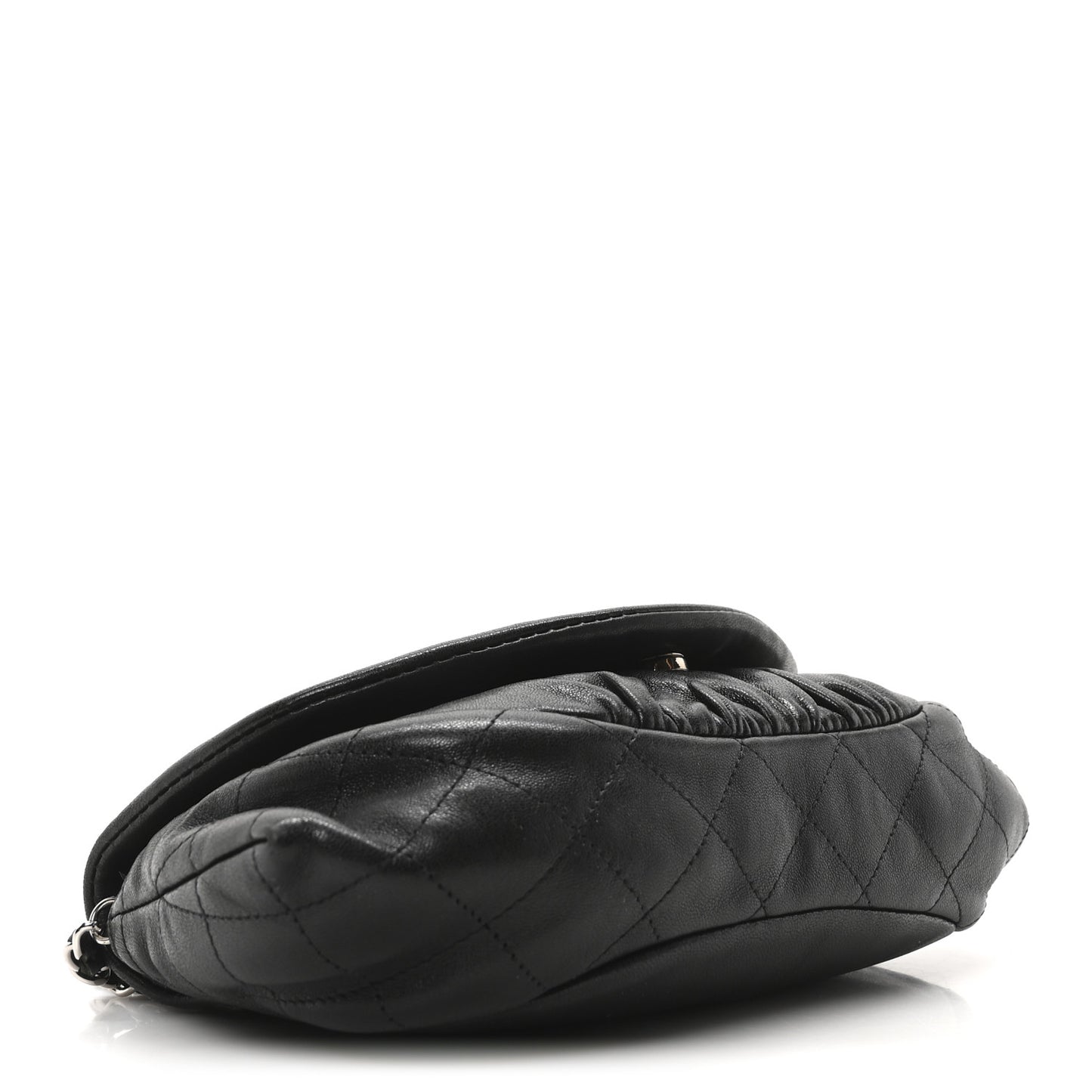 Lambskin Half Moon Wallet On Chain WOC Black