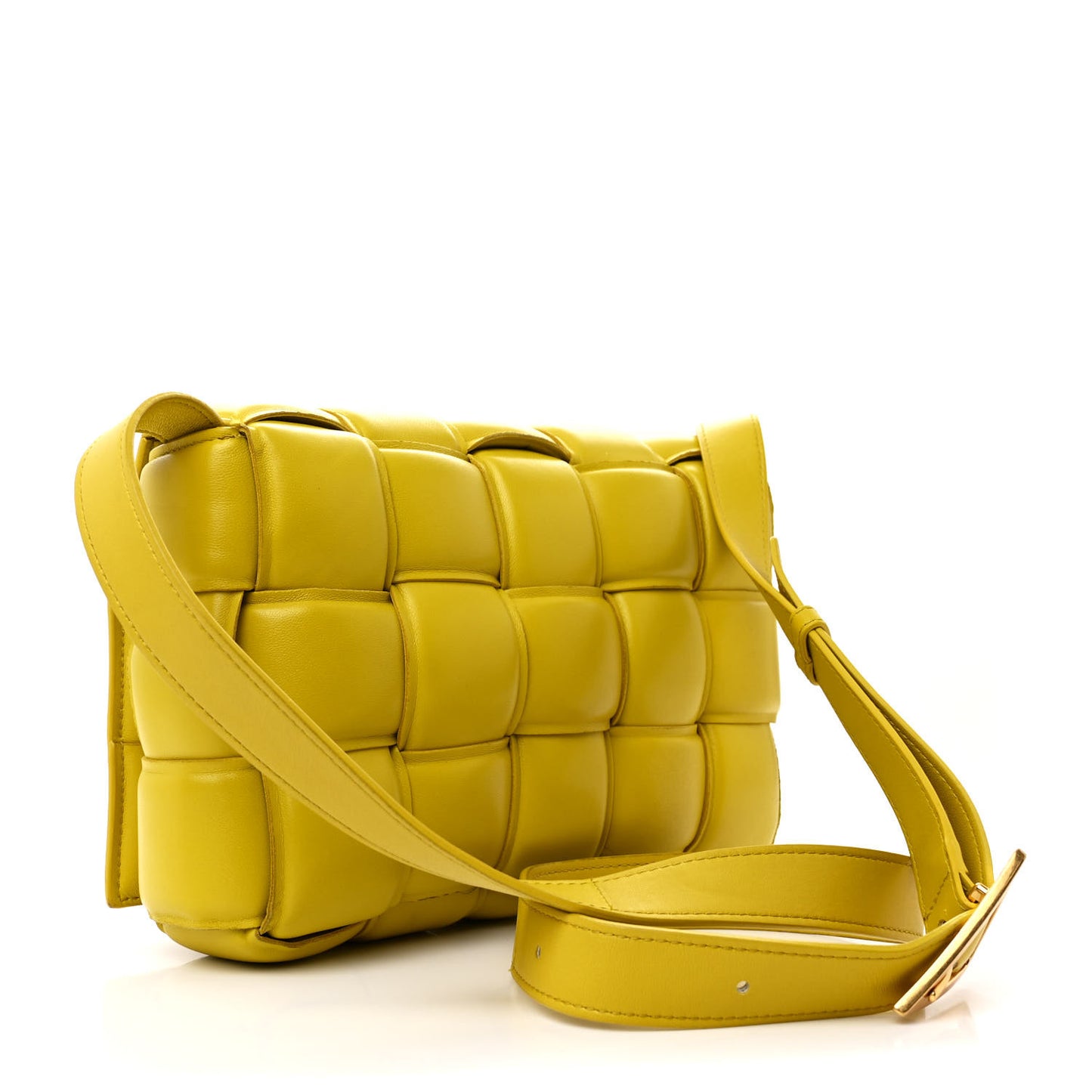 Nappa Maxi Intreccio Padded Cassette Crossbody Bag Buttercup