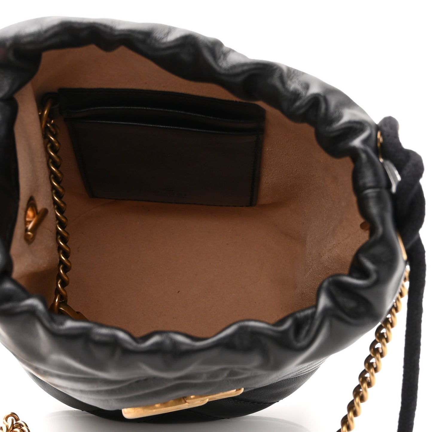 Calfskin Matelasse Mini GG Marmont 2.0 Bucket Bag Black