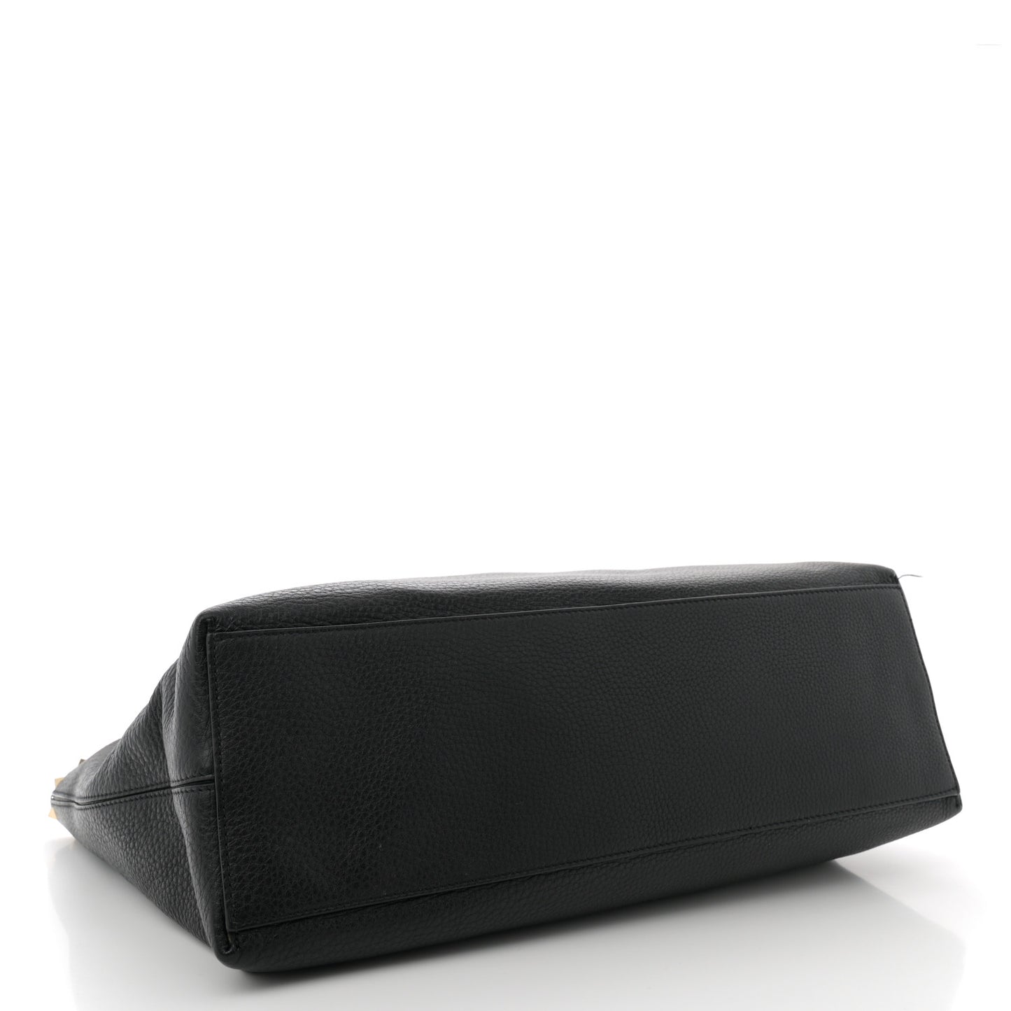 Grained Calfskin Rockstud Shoulder Tote Black