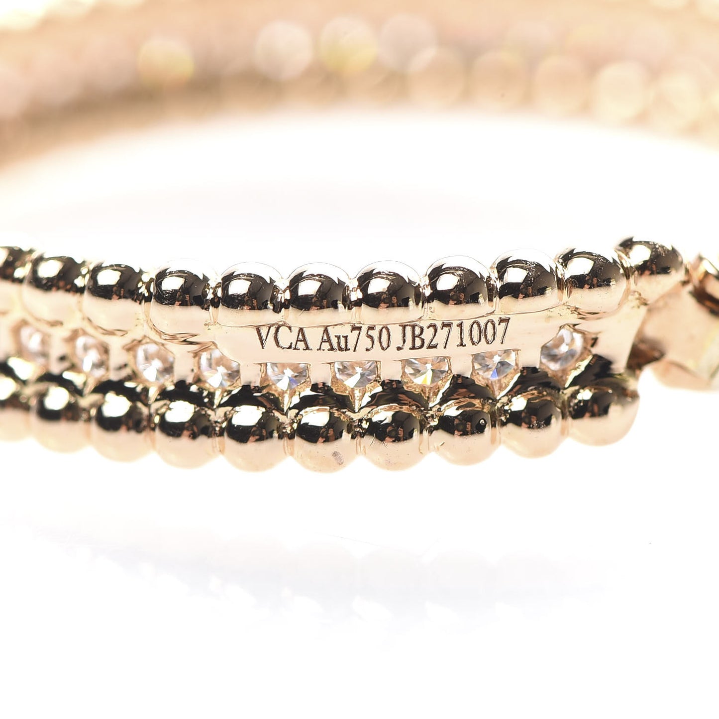 18K Rose Gold Diamond Perlee Hoop Earrings