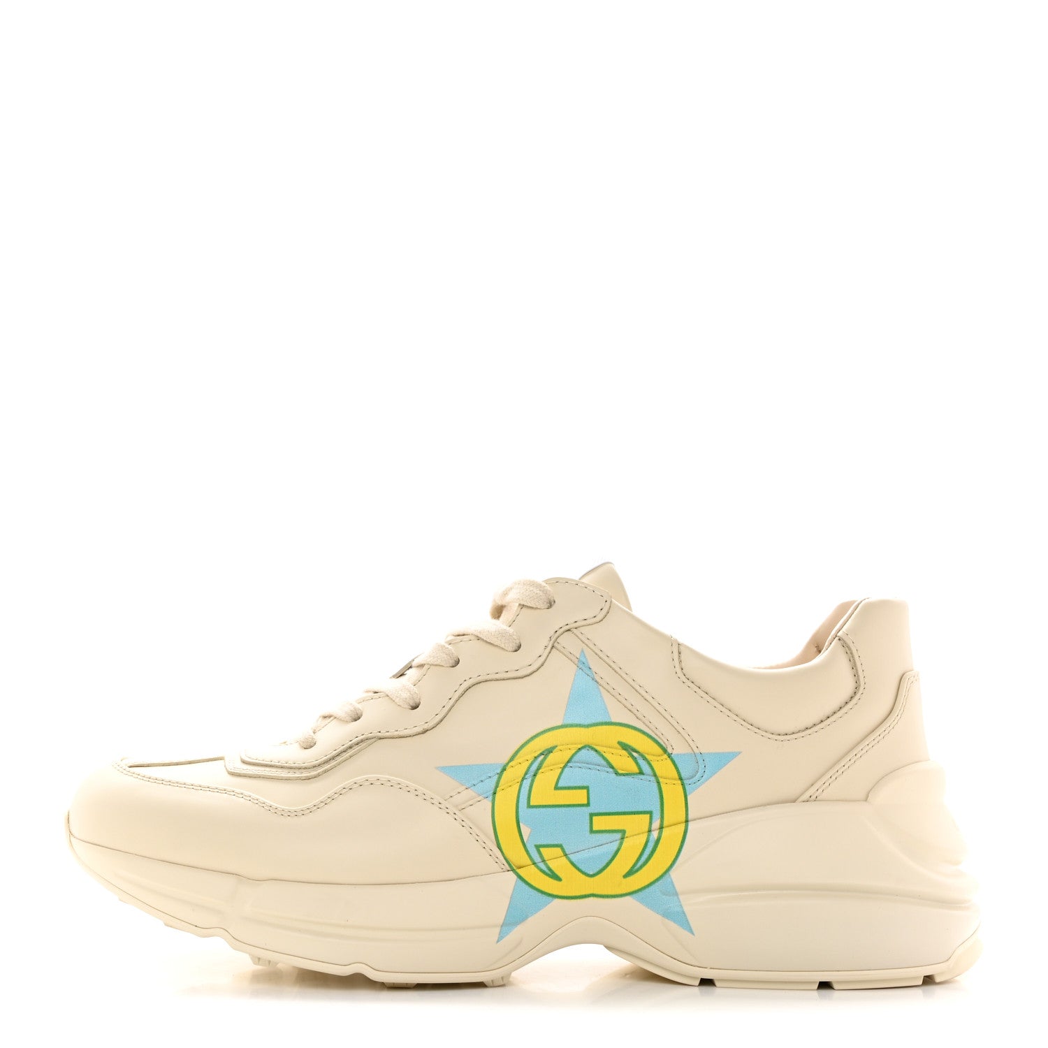 Gucci Apollo Calfskin Star Interlocking G Mens Rhyton Sneakers 8 Ivoire 1 of 15