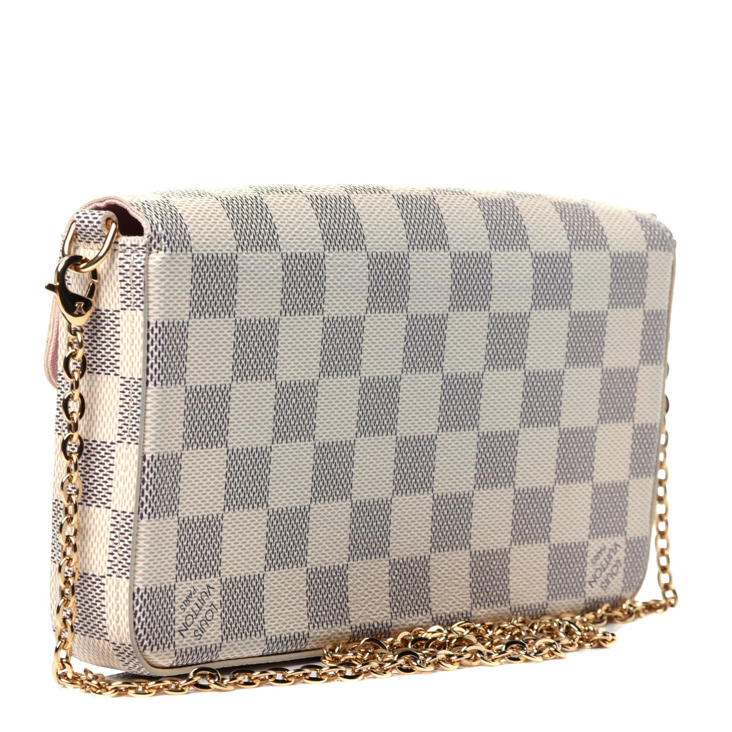 Damier Azur Pochette Felicie Chain Wallet Rose Ballerine
